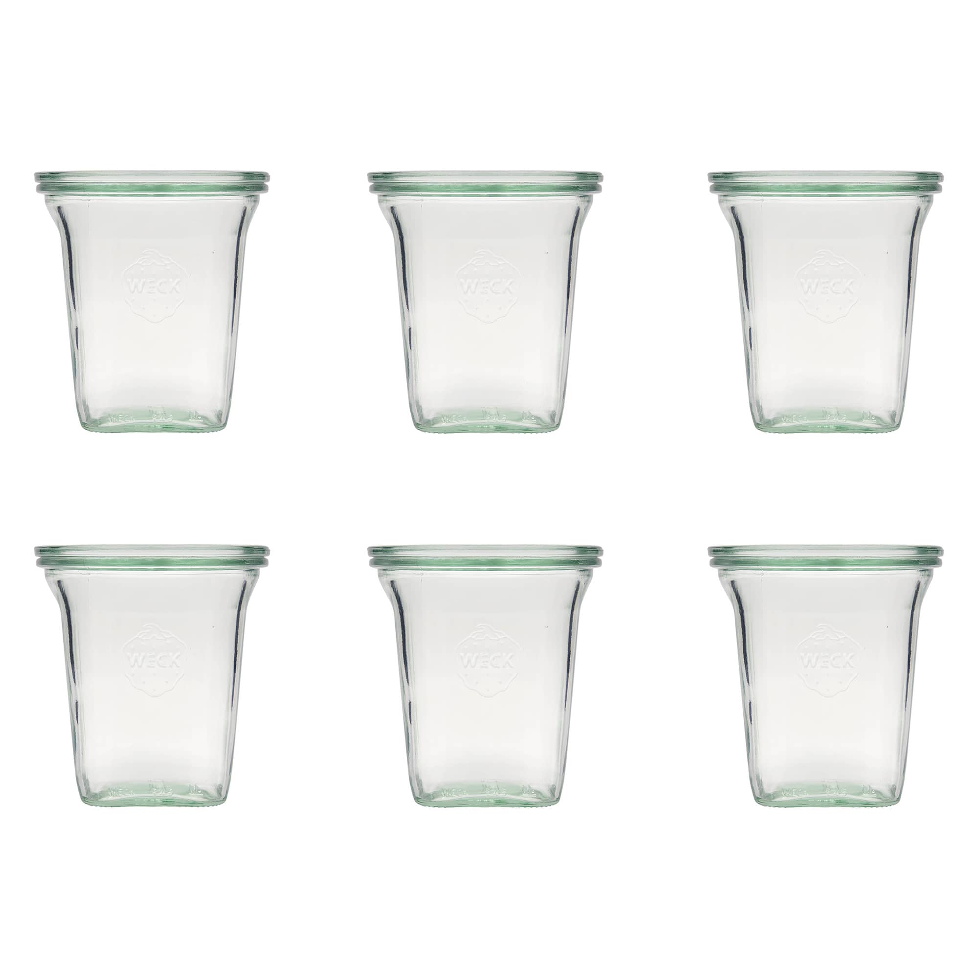 6x 545 ml WECK-Quadroglas met glazen deksel RR 100