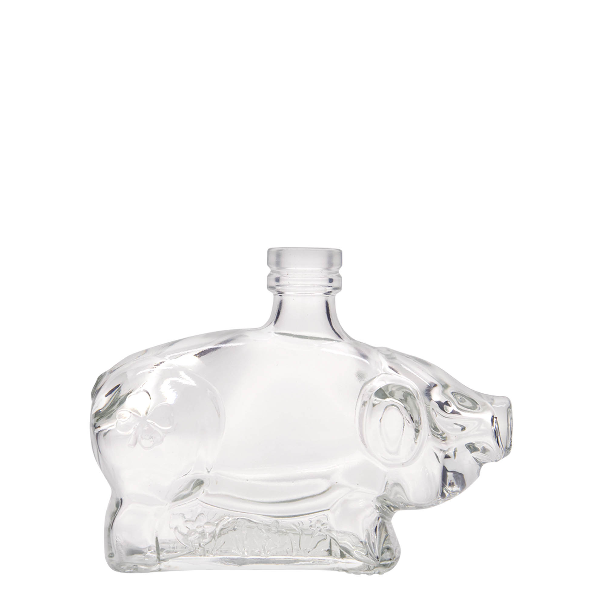 200 ml glazen fles 'Geluksvarkentje', opening: kurk 200 ml glazen fles 'Geluksvarkentje', opening: kurk