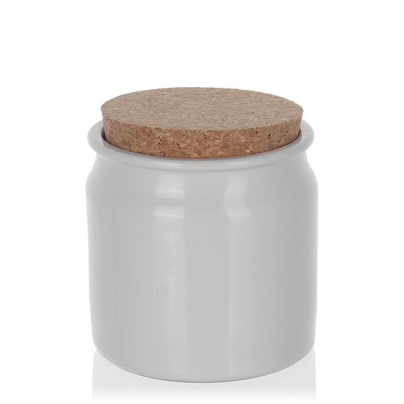 Steengoed pot, 160 ml, keramiek, wit, monding: kurk