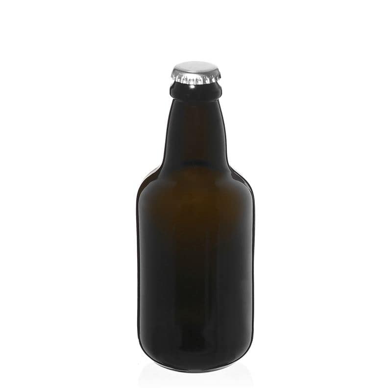 330 ml bierfles 'Era', glas, antiekgroen, hals: kroonkurk