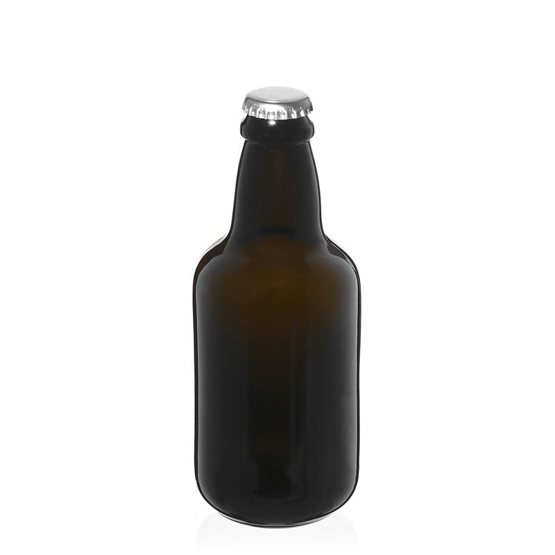 330 ml bierfles 'Era', glas, antiekgroen, hals: kroonkurk