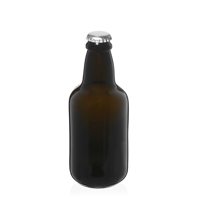 330 ml bierfles 'Era', glas, antiekgroen, hals: kroonkurk
