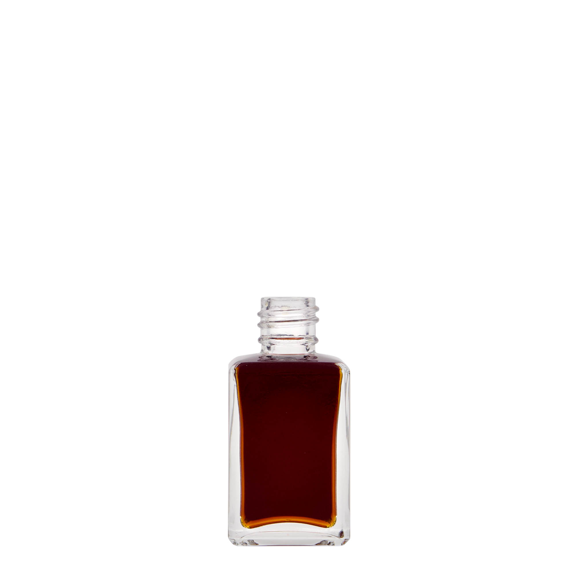 30 ml glazen fles 'Tamme', vierkant, opening: PP 18 30 ml glazen fles 'Tamme', vierkant, opening: PP 18