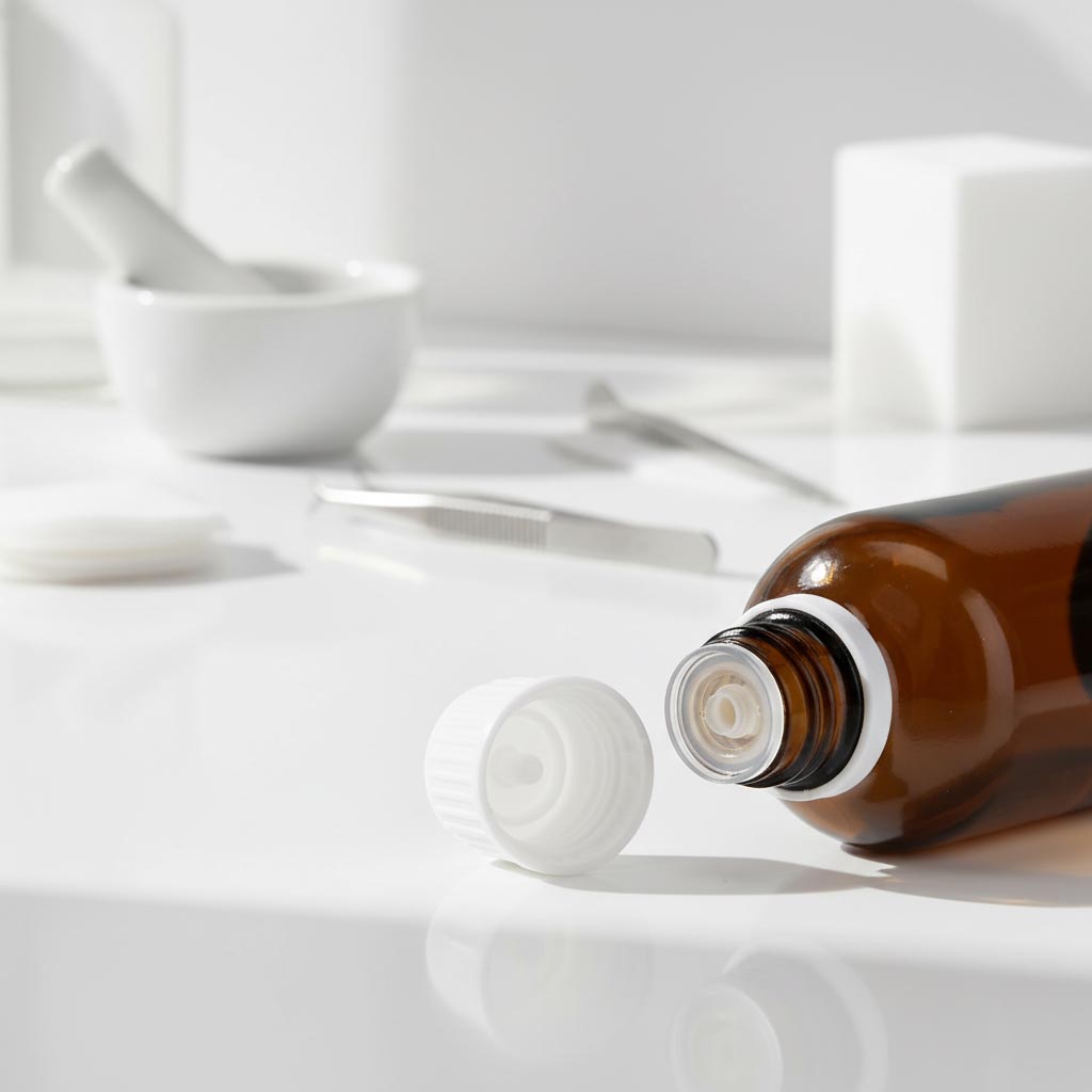 Schroefdop met druppelinzet, PE-kunststof, wit, voor opening: DIN 18