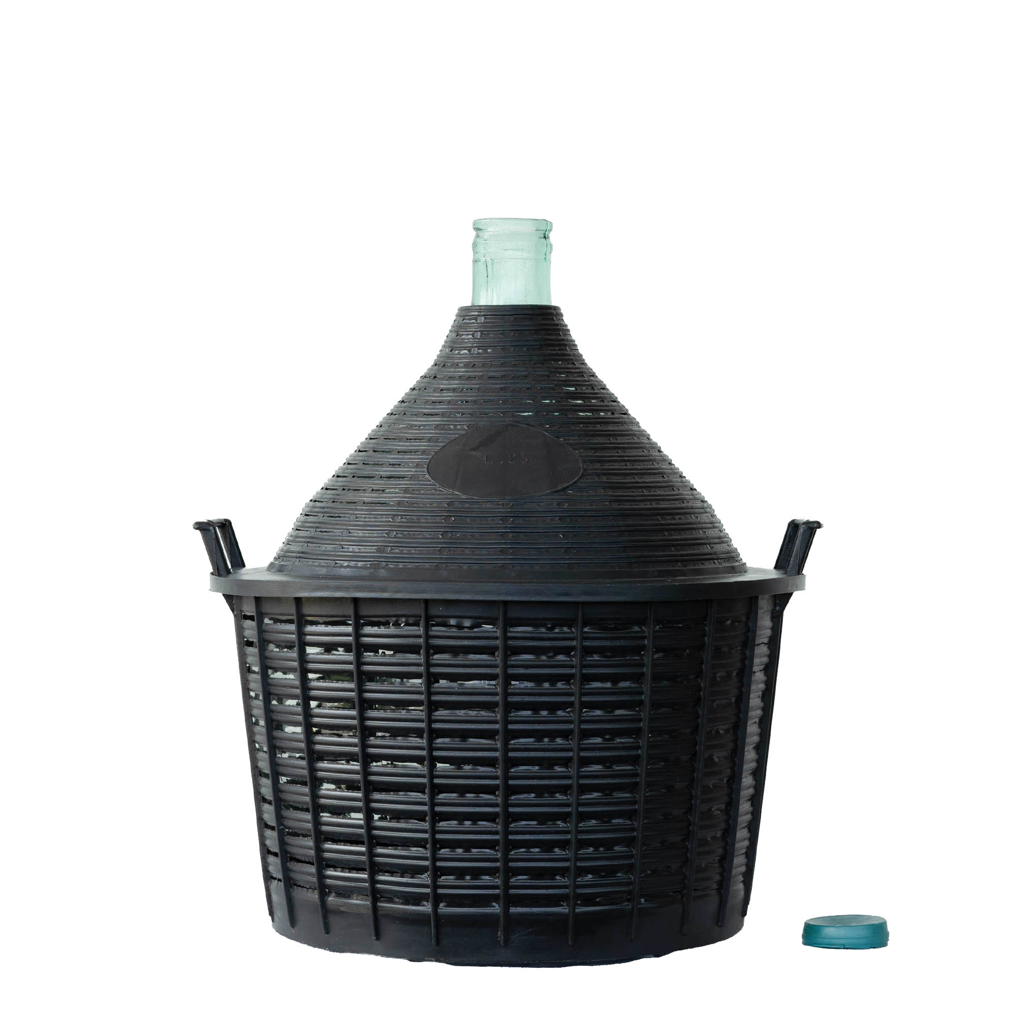25 l ballonfles met smalle hals, glas, opening: opzetdeksel