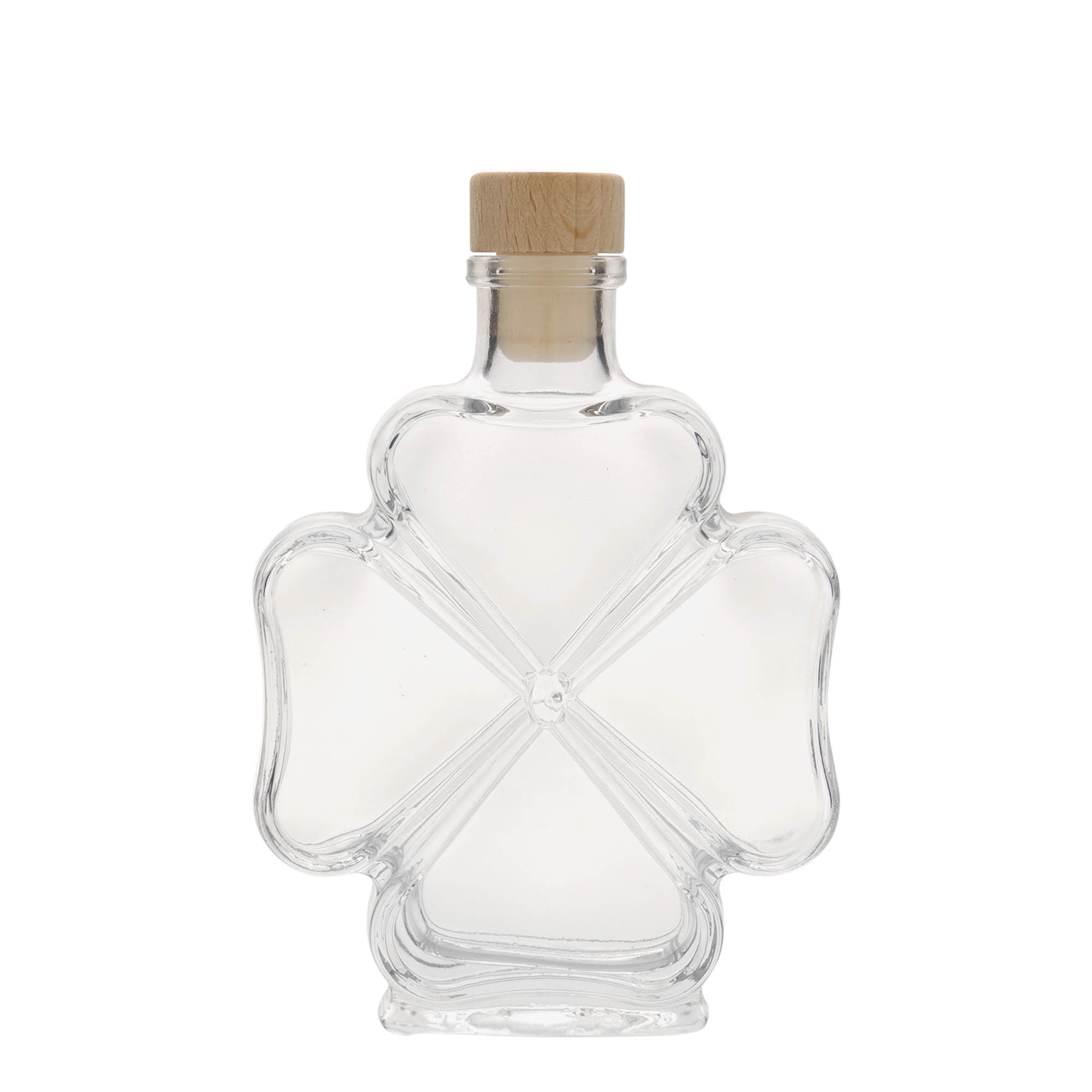 200 ml glazen fles 'klavertjevier', hals: kurk 200 ml glazen fles 'klavertjevier', hals: kurk