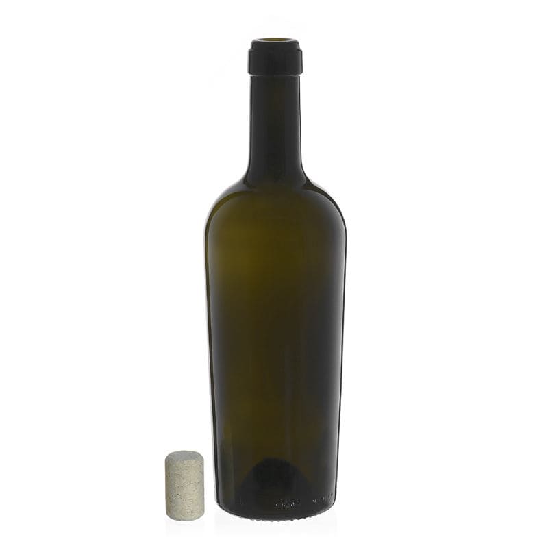 750 ml wijnfles 'Imperiale', antiekgroen, hals: kurk
