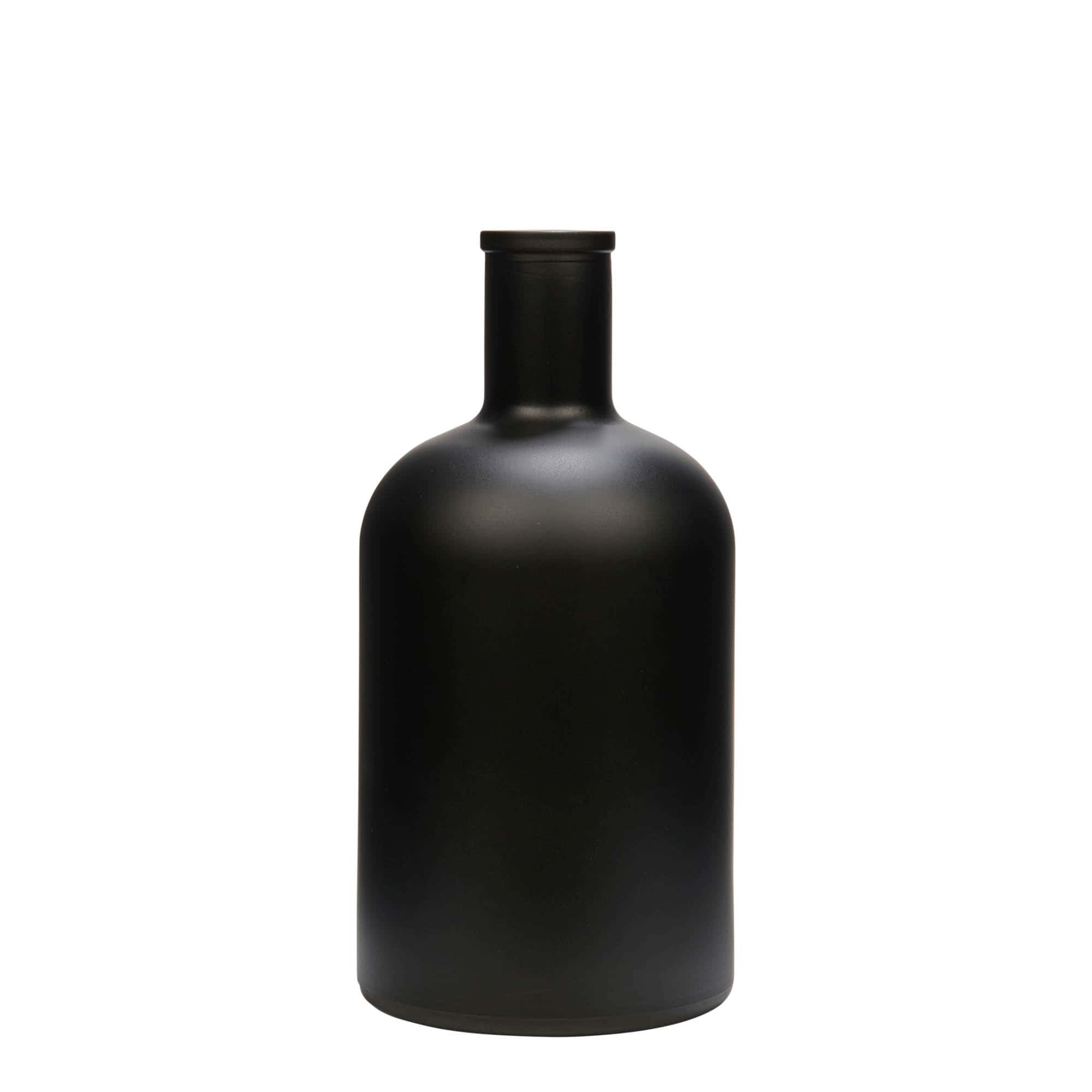 Glazen fles 'Gerardino', 700 ml, zwart, monding: kurk Glazen fles 'Gerardino', 700 ml, zwart, monding: kurk