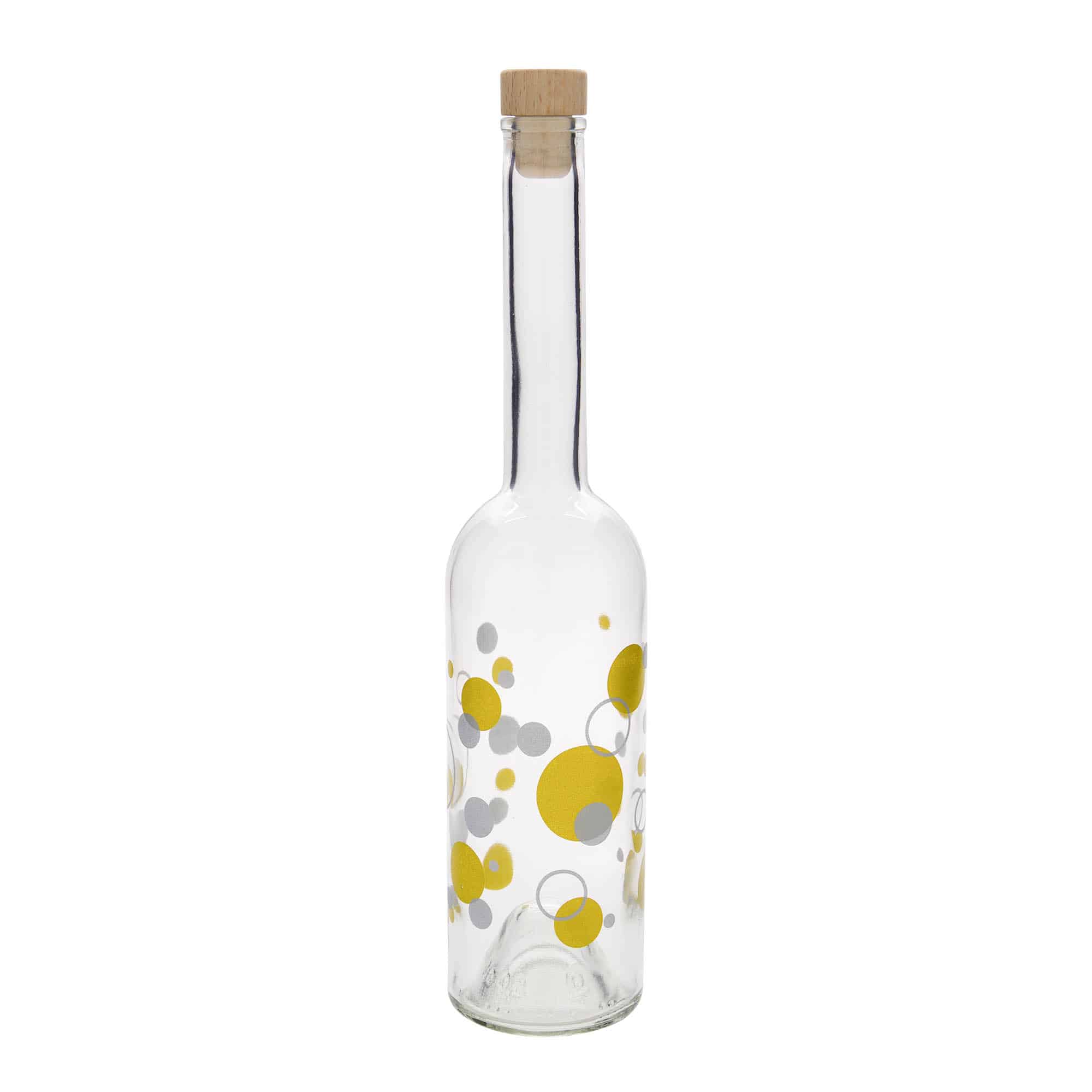 Glazen fles 'Opera', 500 ml, motief: Stippen, monding: kurk