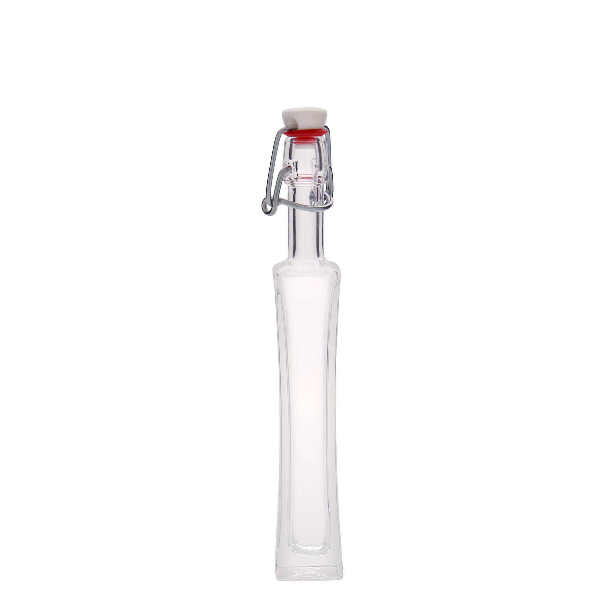 40 ml glazen fles 'Koko', vierkant, hals: beugelsluiting 40 ml glazen fles 'Koko', vierkant, hals: beugelsluiting