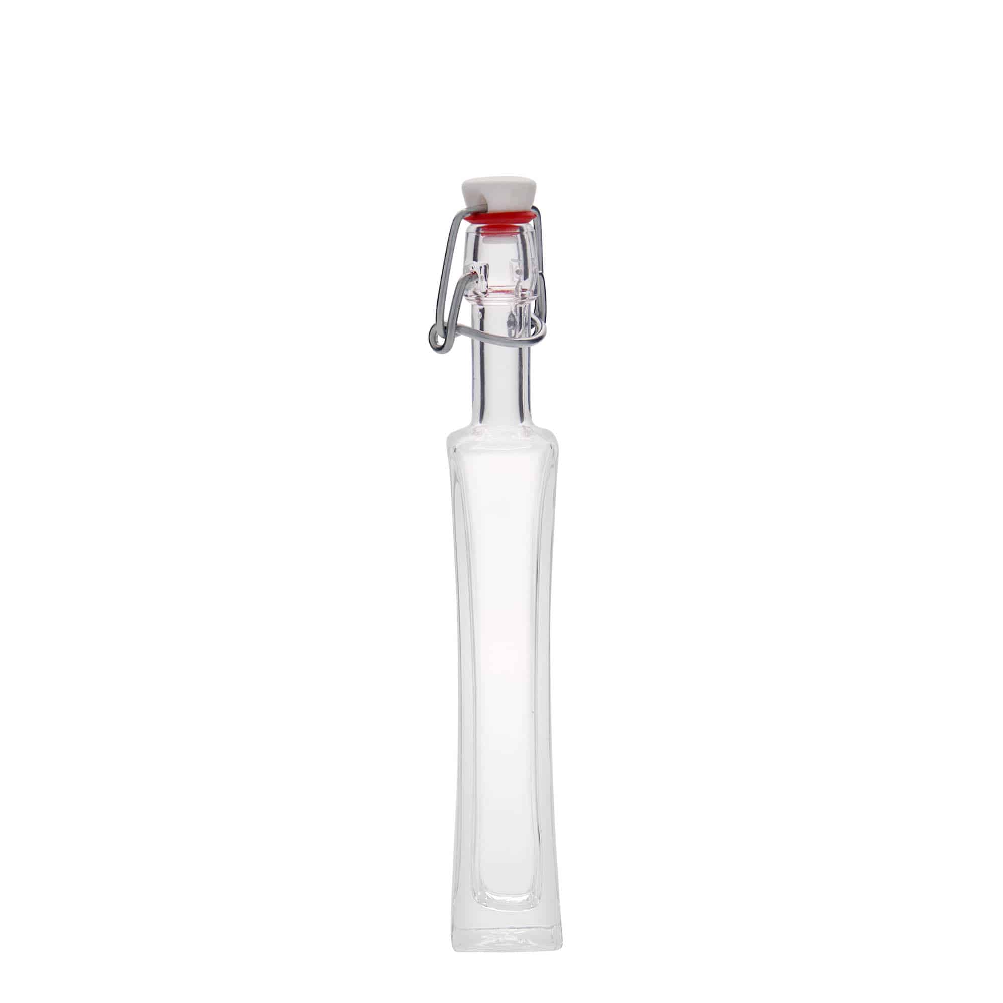 40 ml glazen fles 'Koko', vierkant, hals: beugelsluiting 40 ml glazen fles 'Koko', vierkant, hals: beugelsluiting