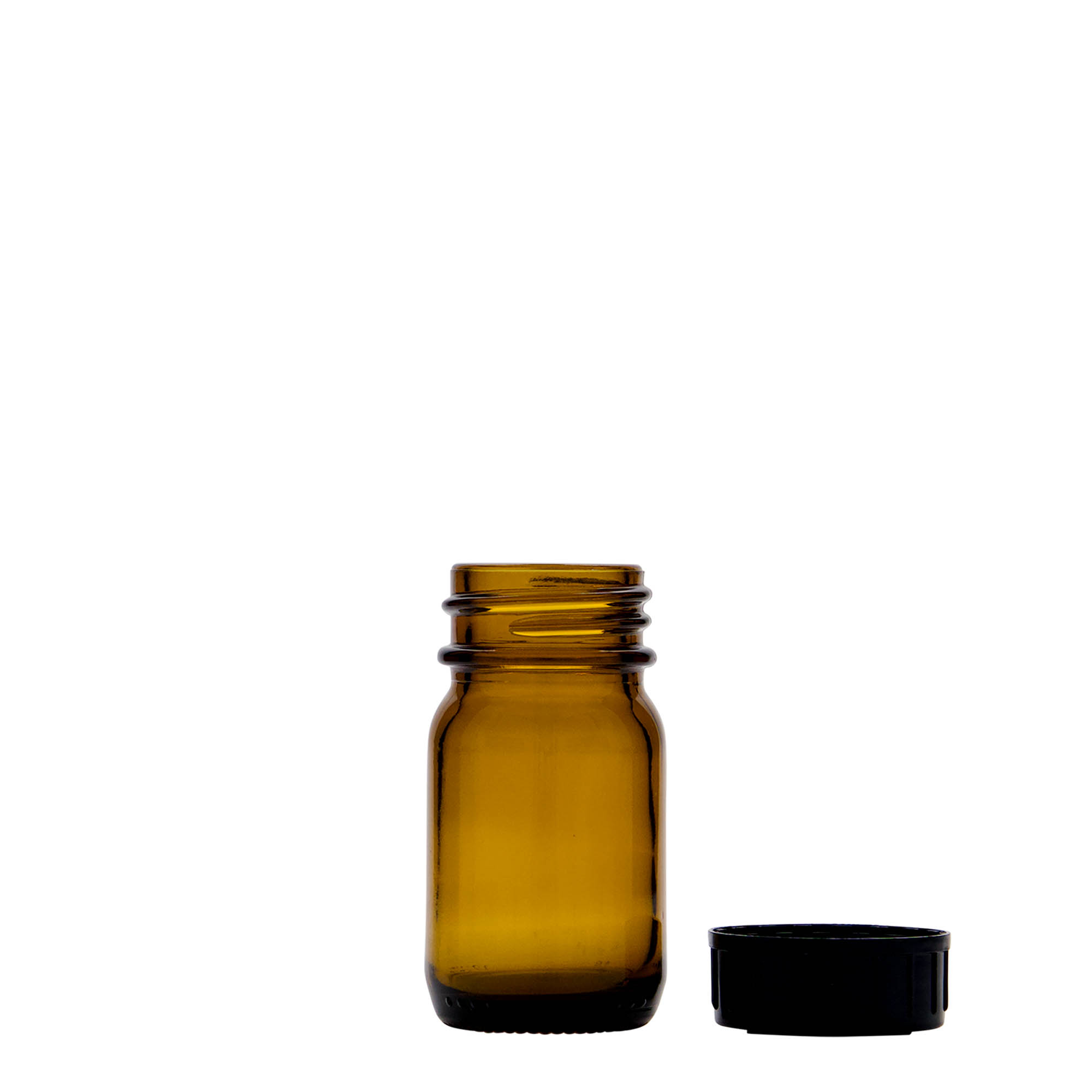 30 ml bredehalsfles, bruin, opening: DIN 32