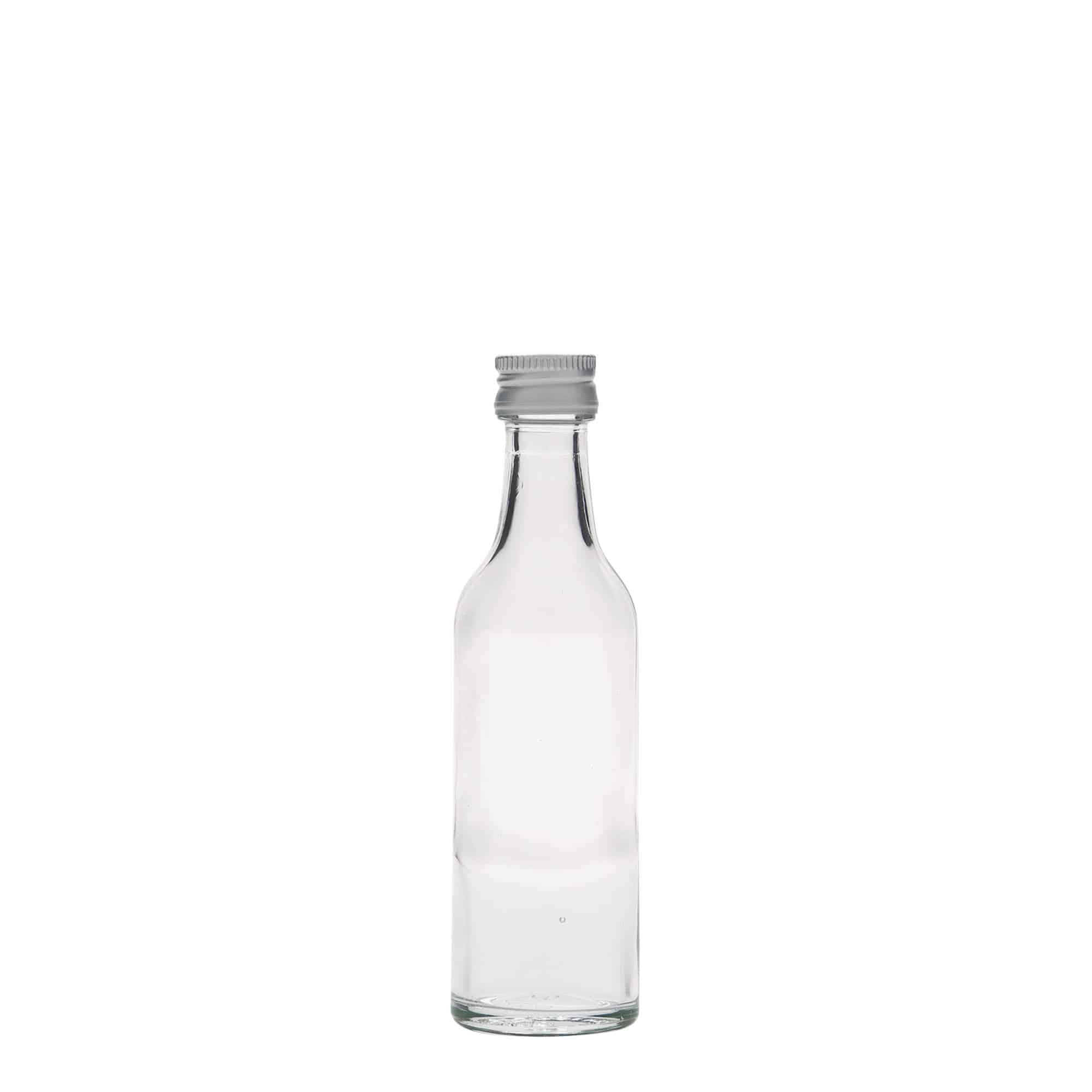 Glazen fles met rechte hals, 50 ml, monding: PP 18
