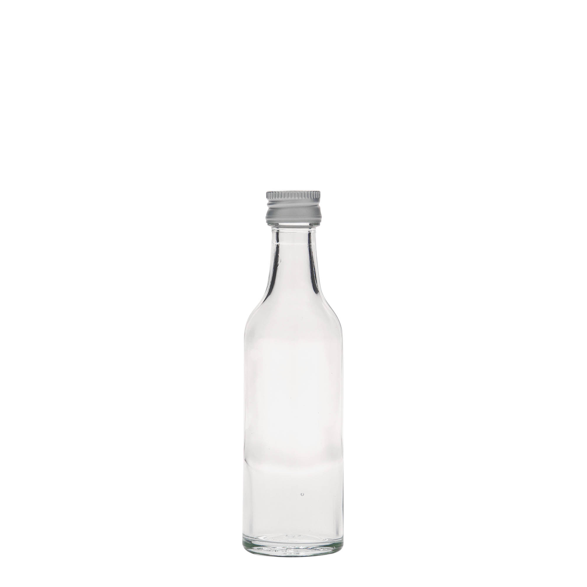 50 ml glazen fles met rechte hals, opening: PP 18 50 ml glazen fles met rechte hals, opening: PP 18