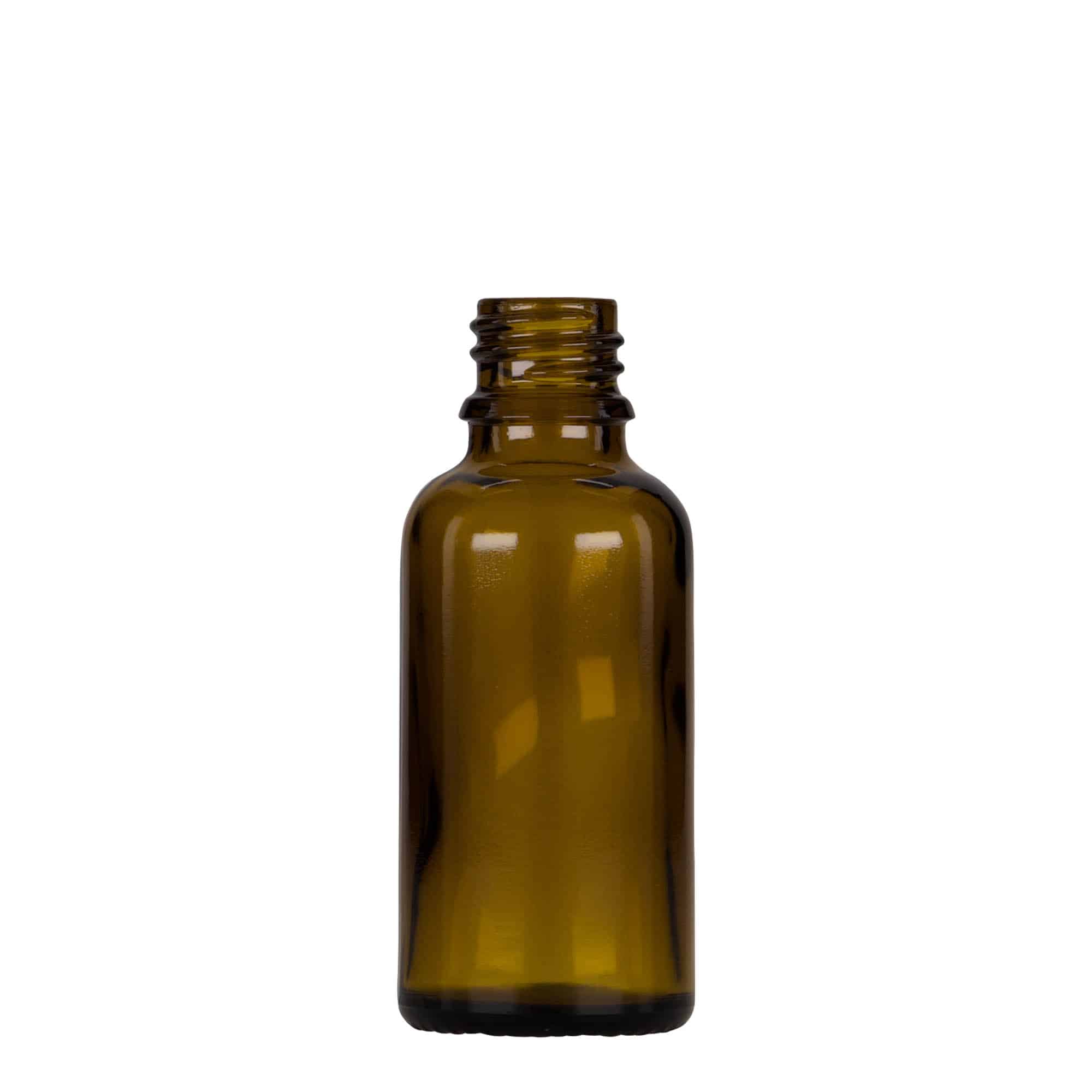 30 ml pipetflesje medicijn, glas, bruin-zwart, opening: DIN 18