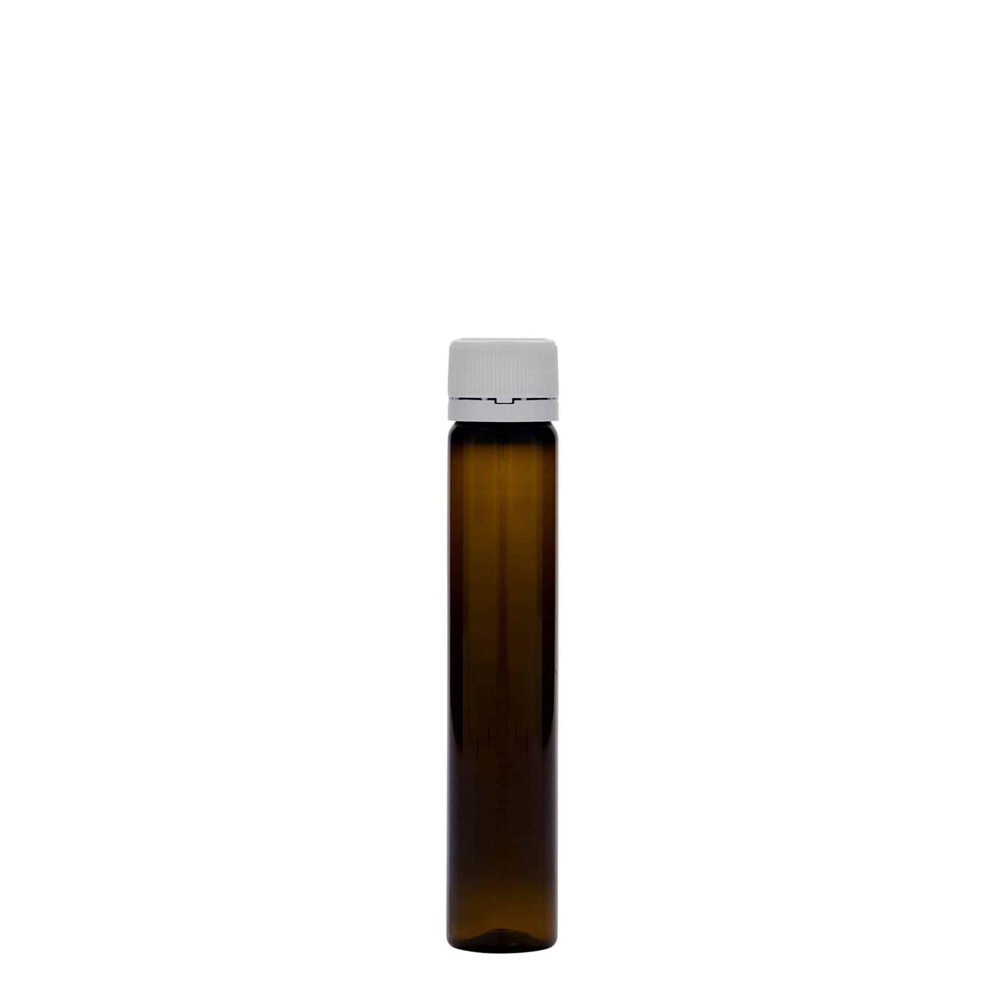 25 ml PET-buisje, kunststof, bruin, opening: schroefdop
