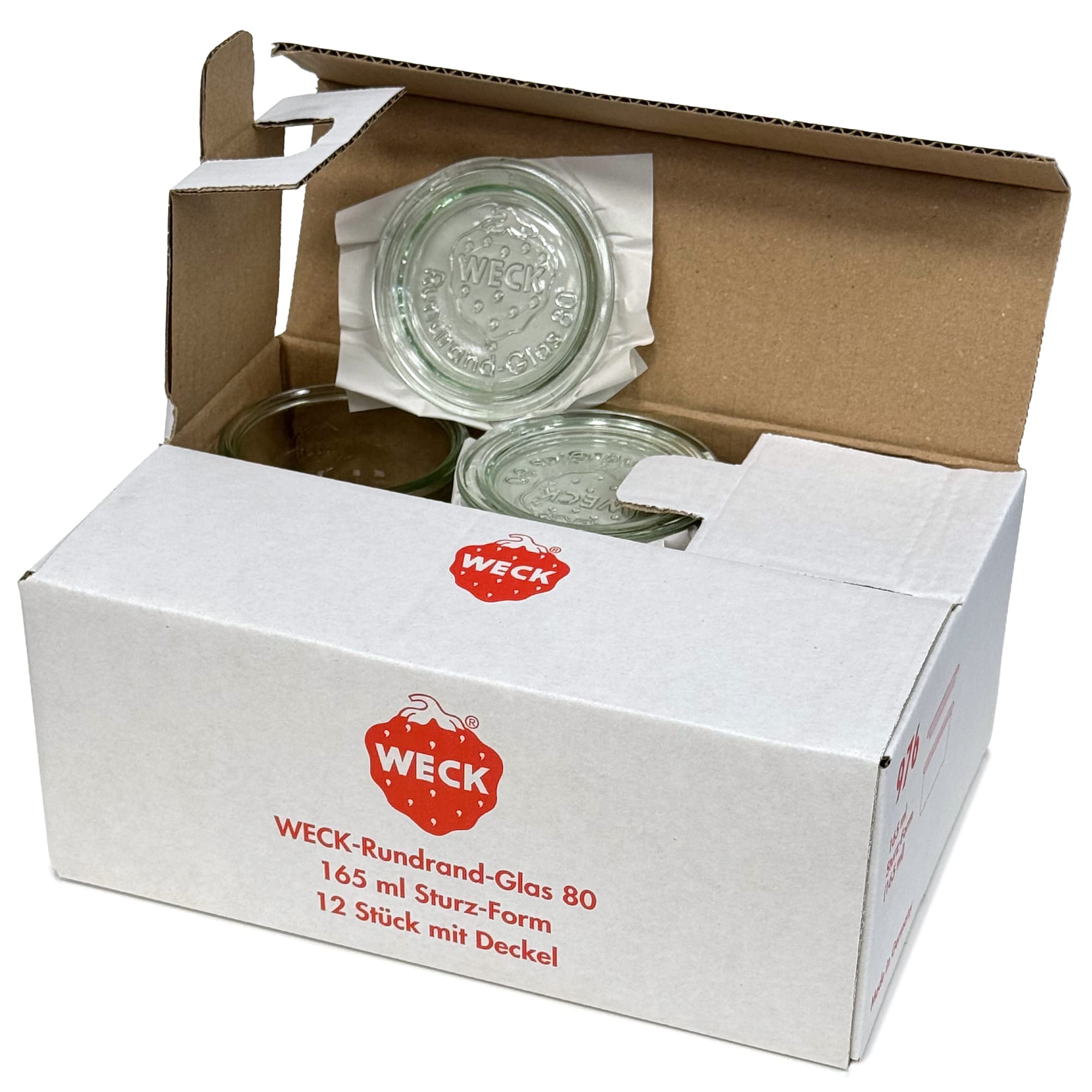 12x 165 ml WECK-stortglas met glazen deksel RR 80