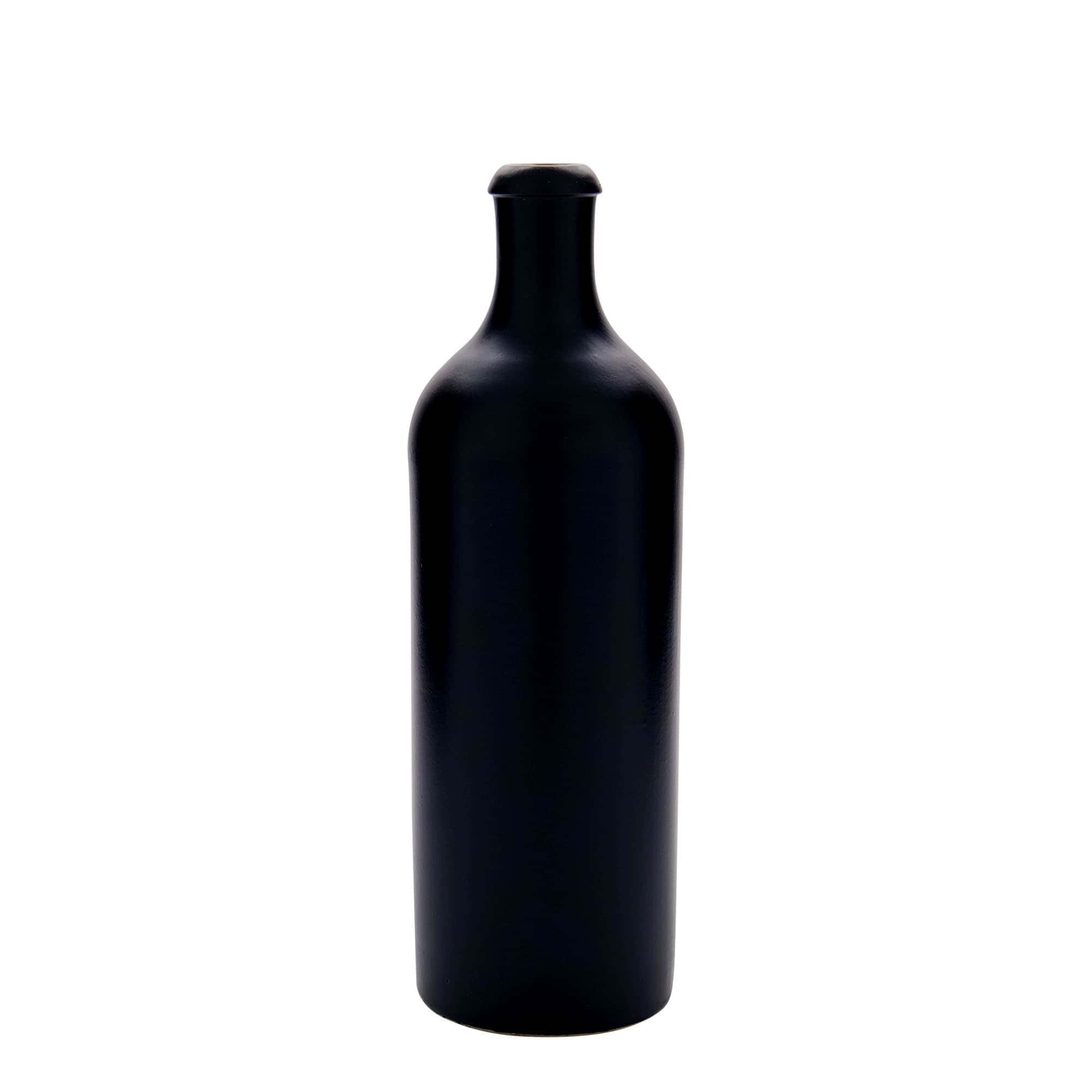 Keramische kruik, 750 ml, steengoed, zwart, monding: kurk