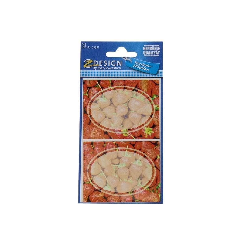 Zweckform etiketten 'Aardbeien', ovaal, papier, meerkleurig