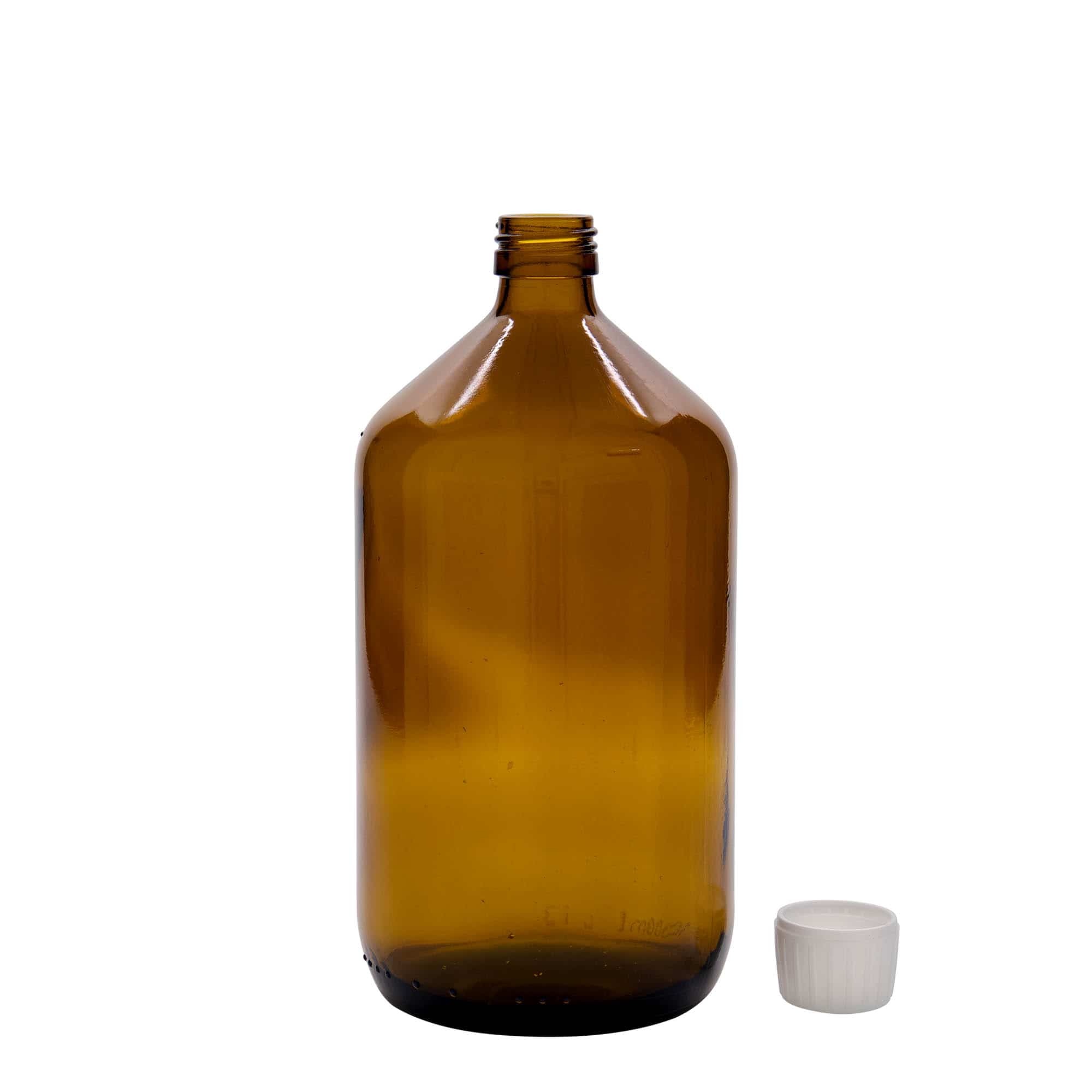 Medicijnfles, 1000 ml, bruin, glas, monding: PP 28