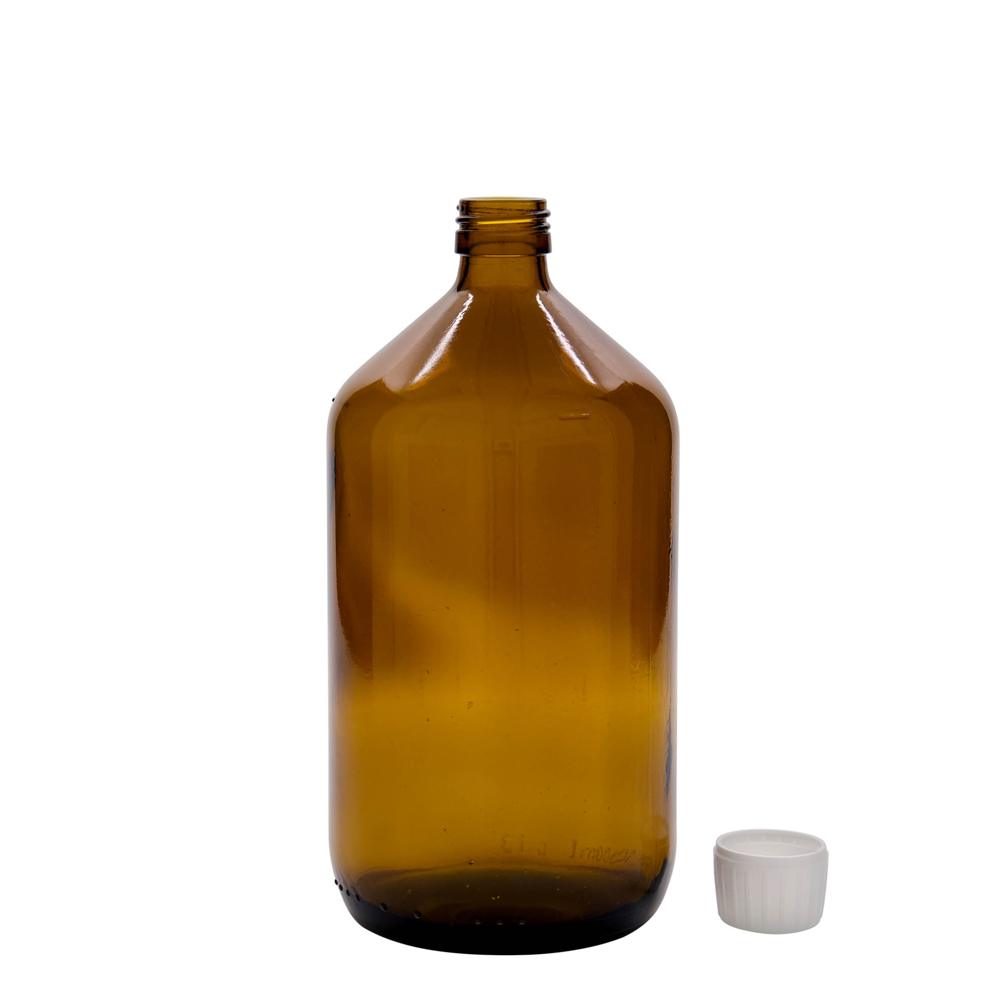 1.000 ml medicijnfles, bruin, glas, mondstuk: PP 28 1.000 ml medicijnfles, bruin, glas, mondstuk: PP 28