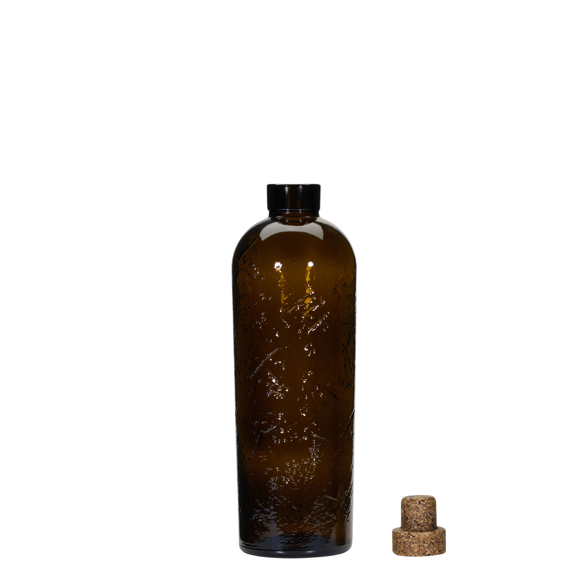 700 ml Wild Crafted glazen fles 'Natural', bruin, opening: kurk