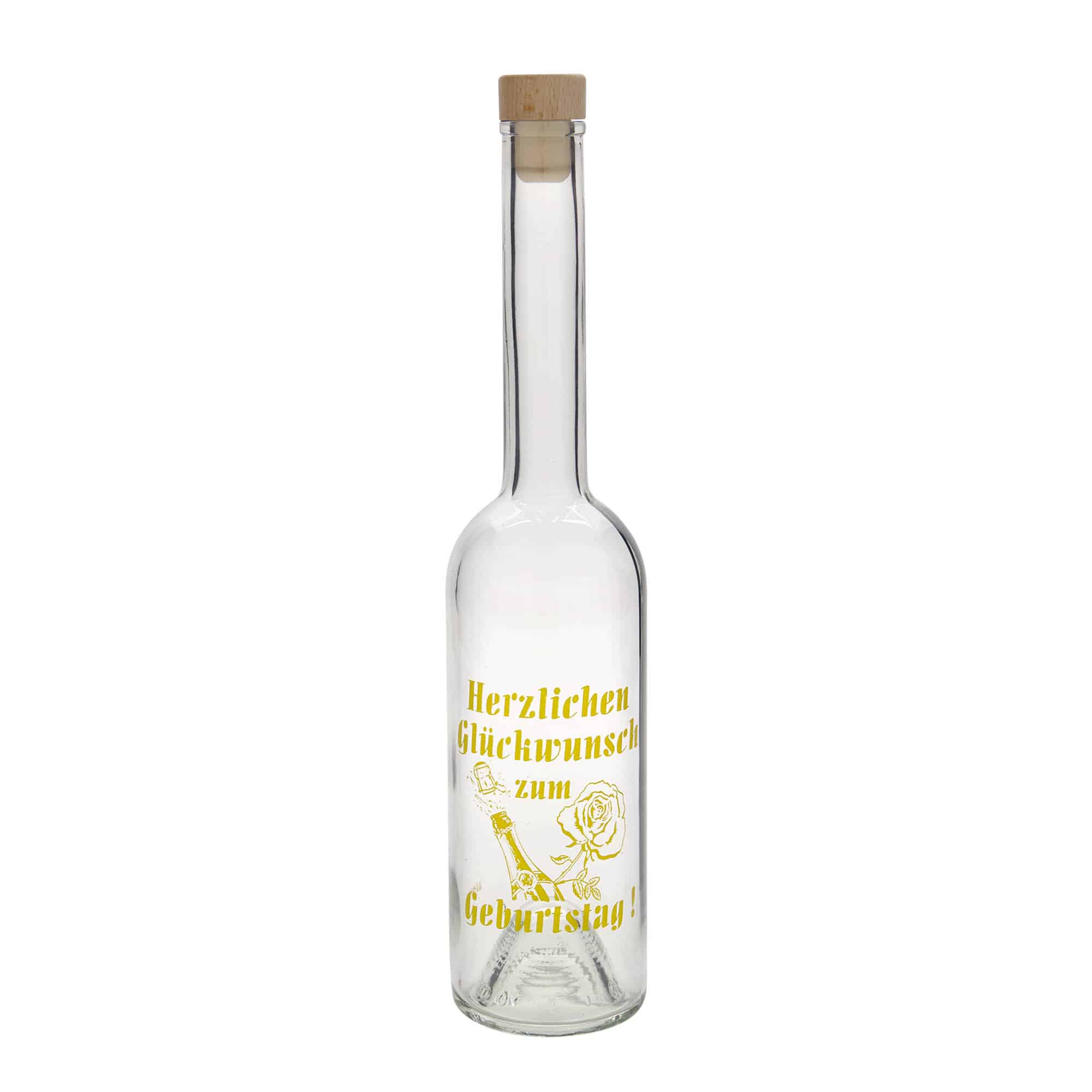 500 ml glazen fles 'Opera', motief: appel, opening: kurk