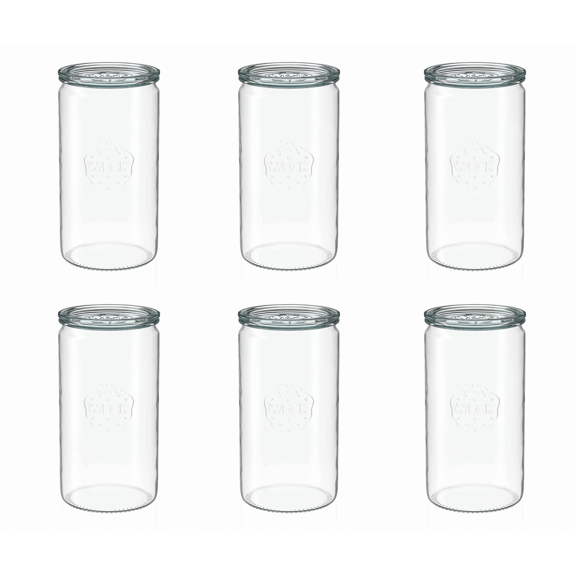 6x 1575 ml WECK-cilinderglas met glazen deksel RR 100