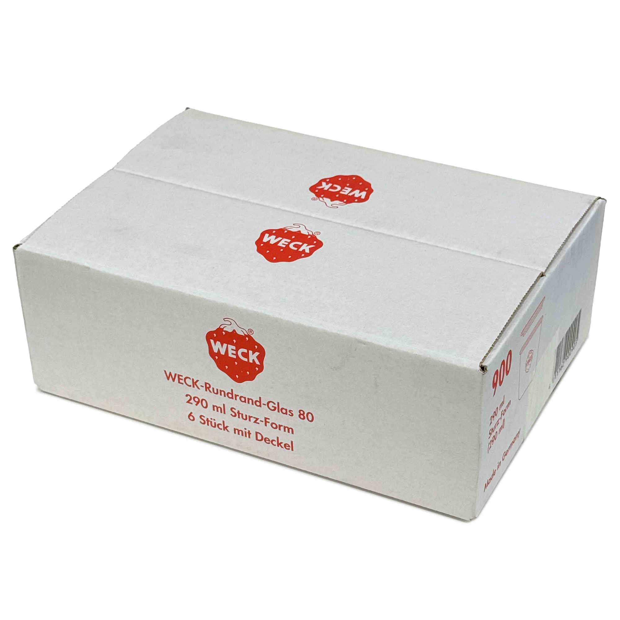 6x 290 ml hoog WECK-stortglas met glazen deksel RR 80