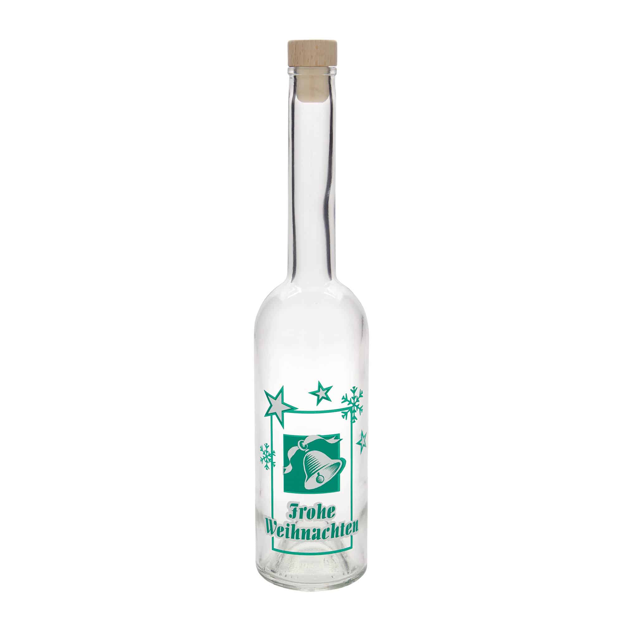 500 ml glazen fles 'Opera', motief: Vrolijk Kerstfeest, opening: kurk