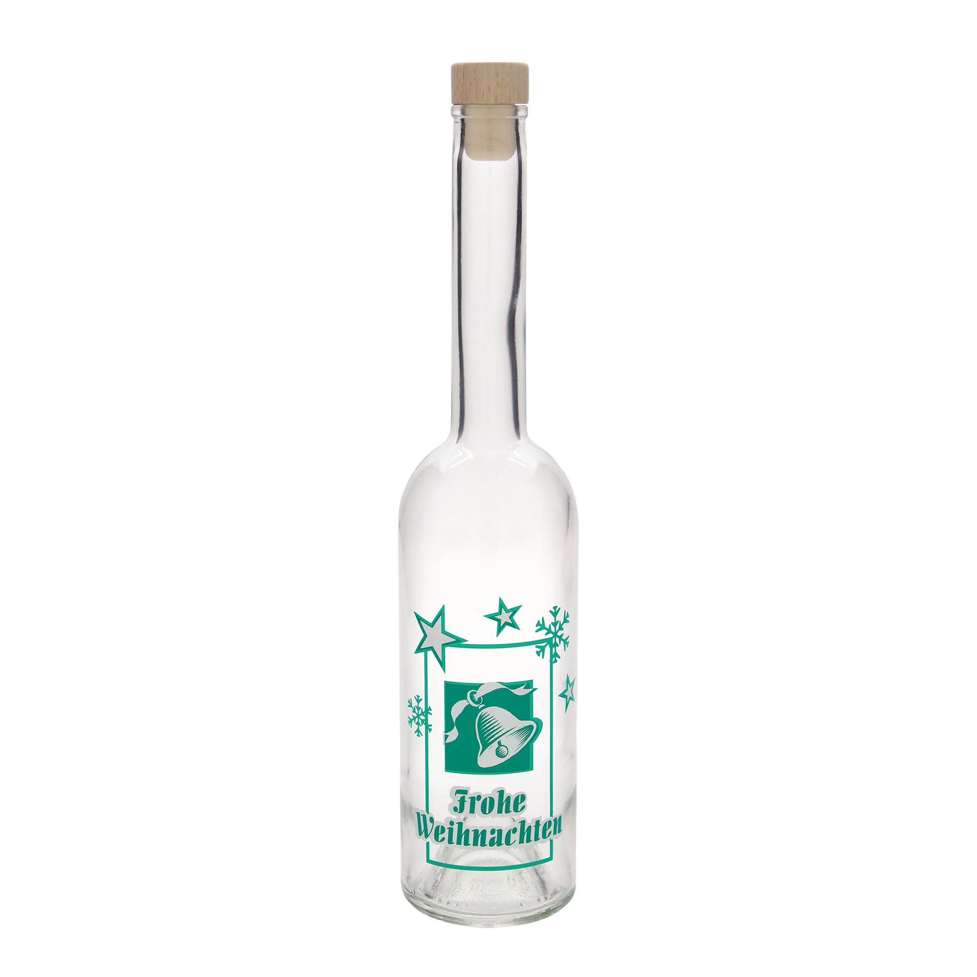 500 ml glazen fles 'Opera', motief: Vrolijk Kerstfeest, opening: kurk
