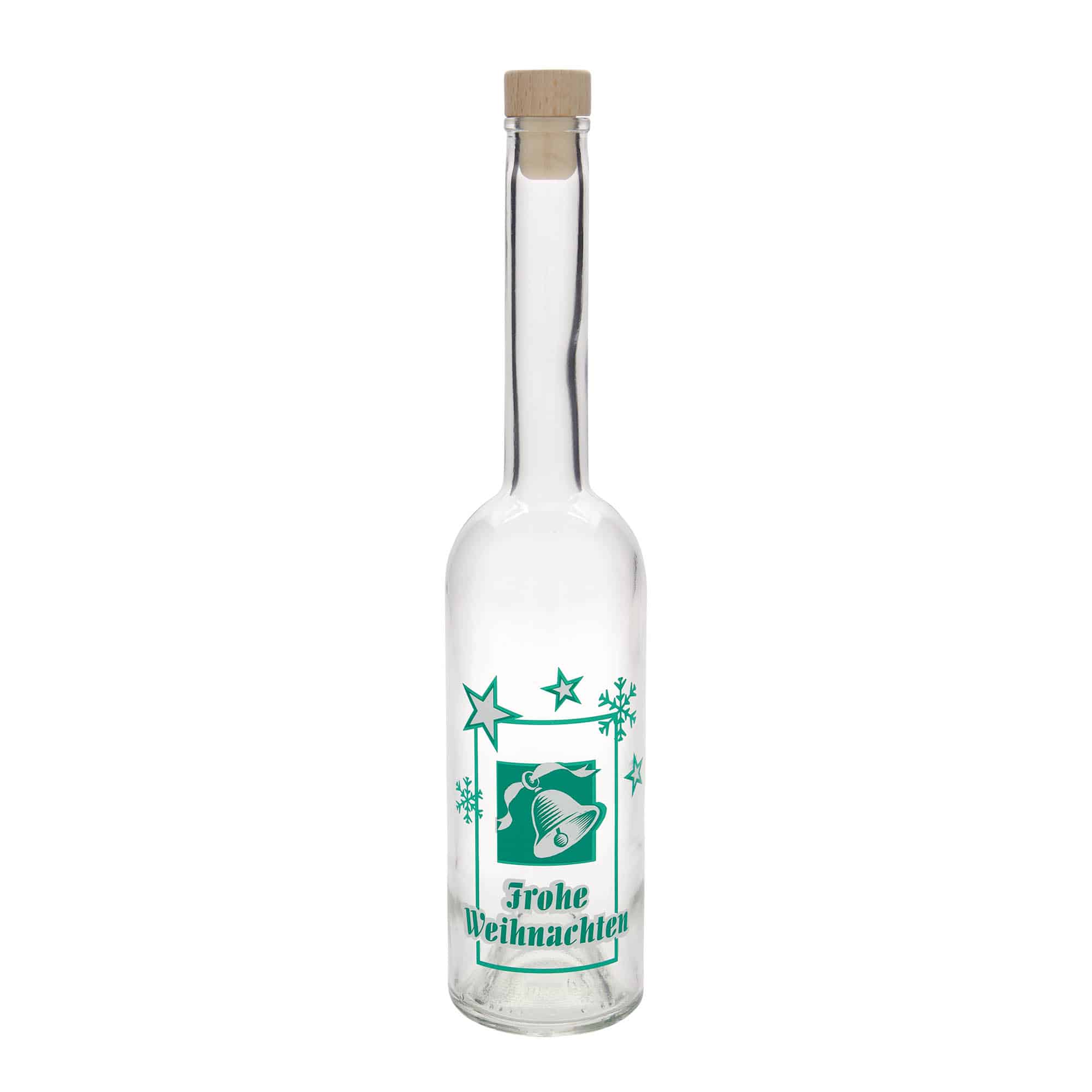 500 ml glazen fles 'Opera', motief: Vrolijk Kerstfeest, opening: kurk