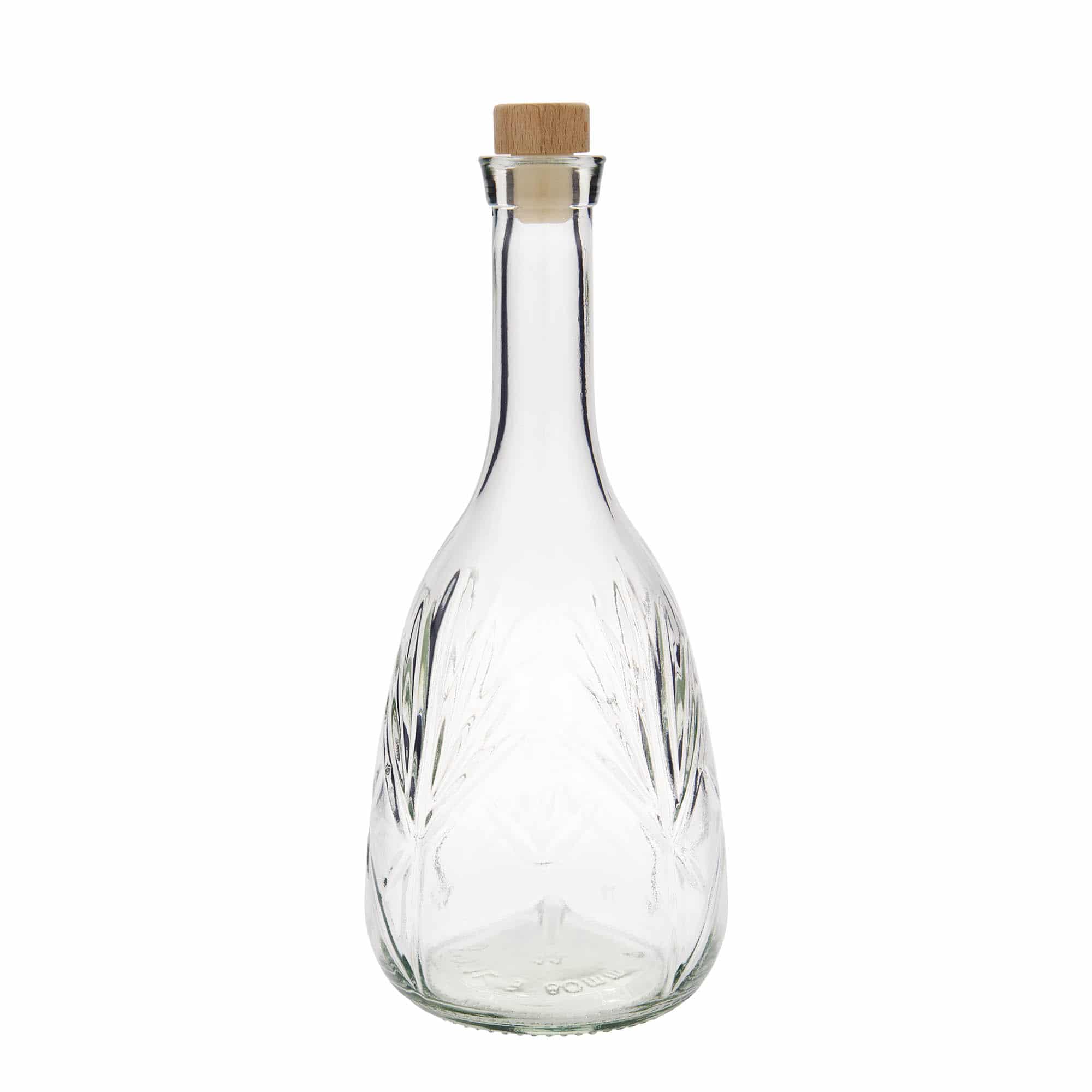 Glazen fles 'Reliefa', 1000 ml, monding: kurk