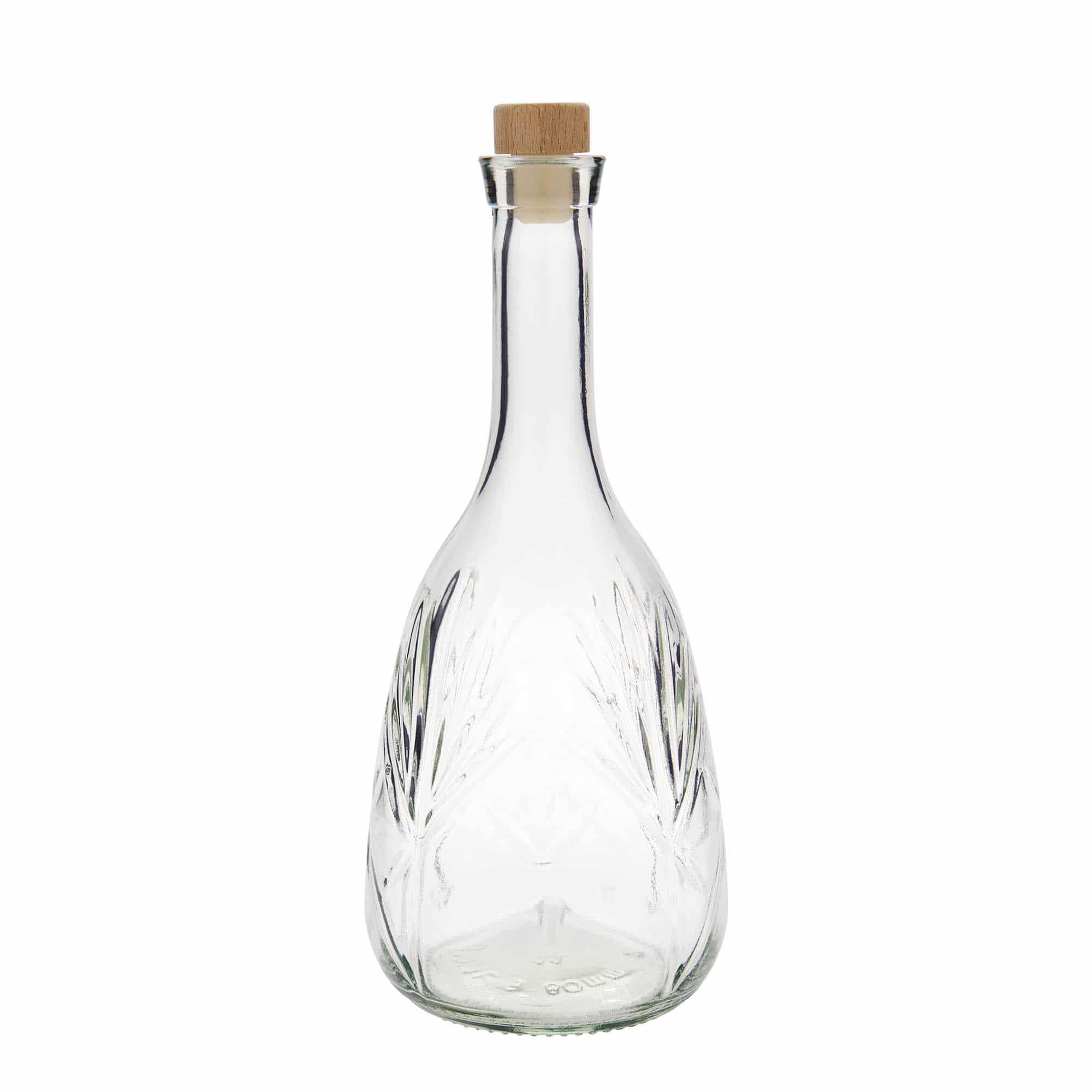 1.000 ml glazen fles 'Reliefa', monding: kurk