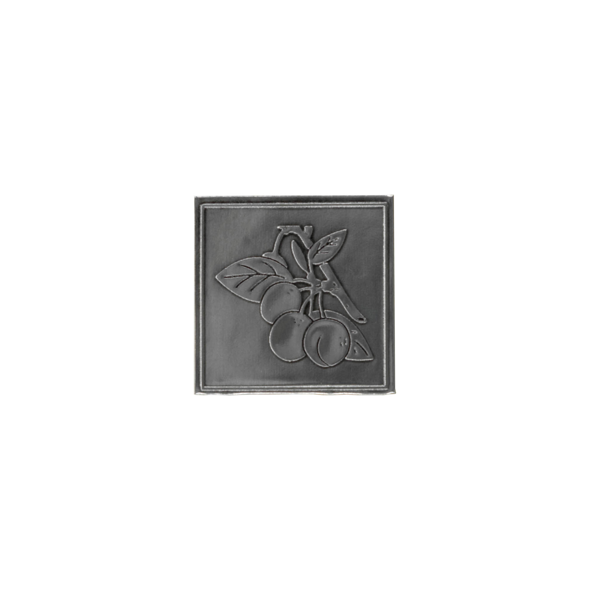 Tinlabel 'Mirabelle', vierkant, metaal, zilver