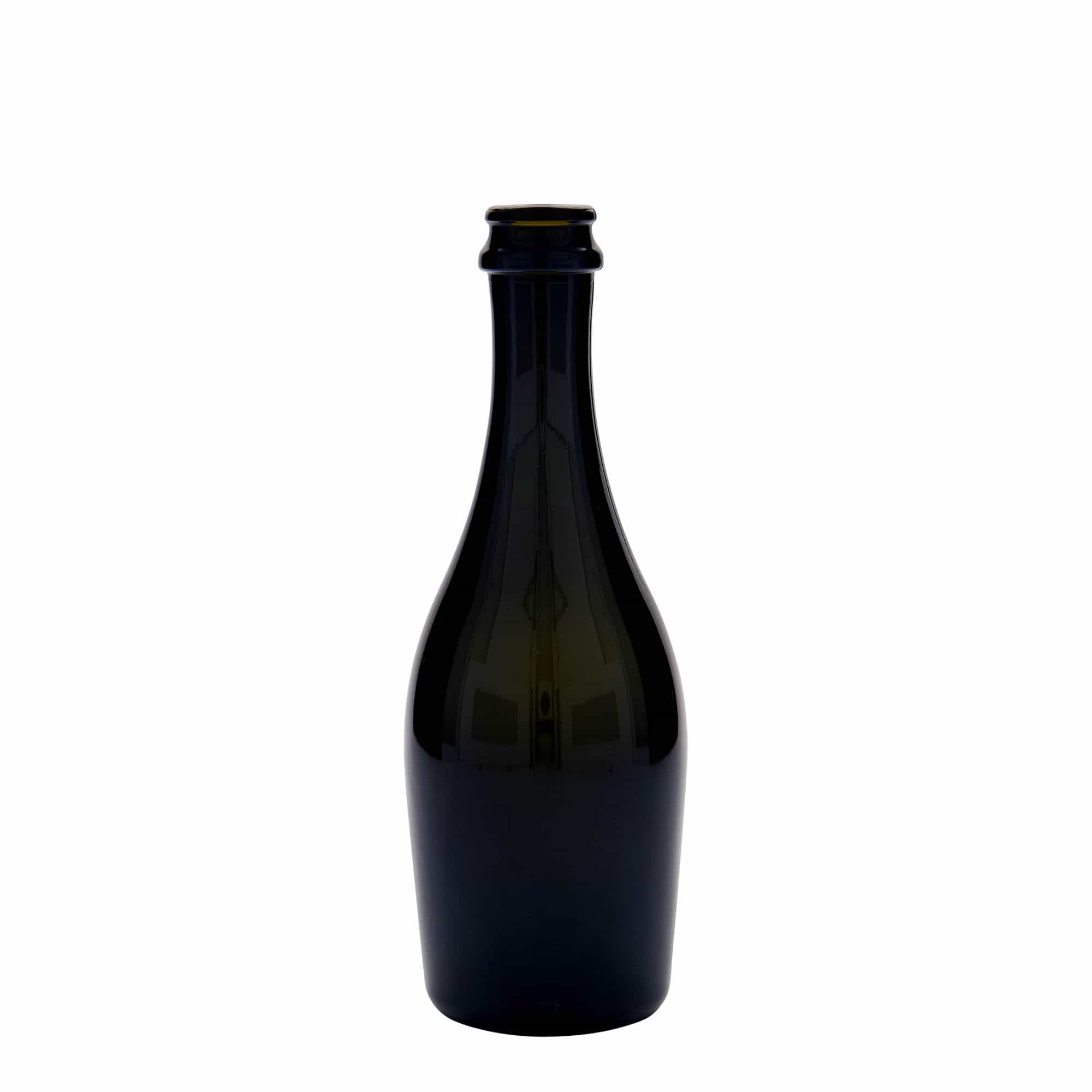 330 ml mousserende wijnfles 'Carmen', glas, antiekgroen, opening: kroonkurk