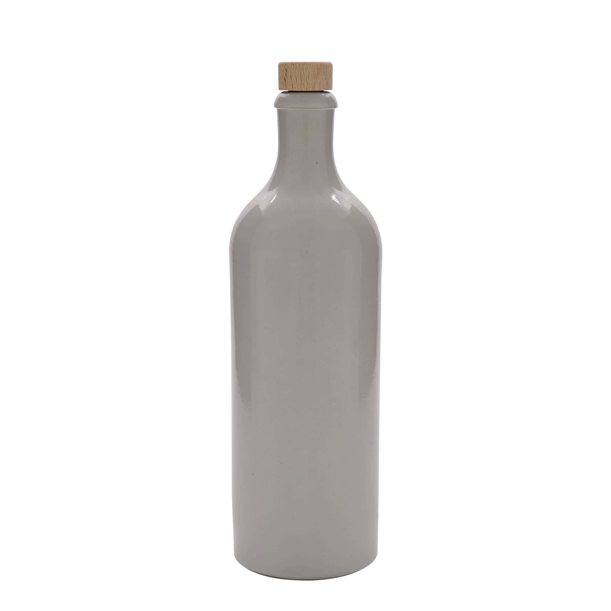 750 ml Tonkruik, steengoed, wit, monding: kurk