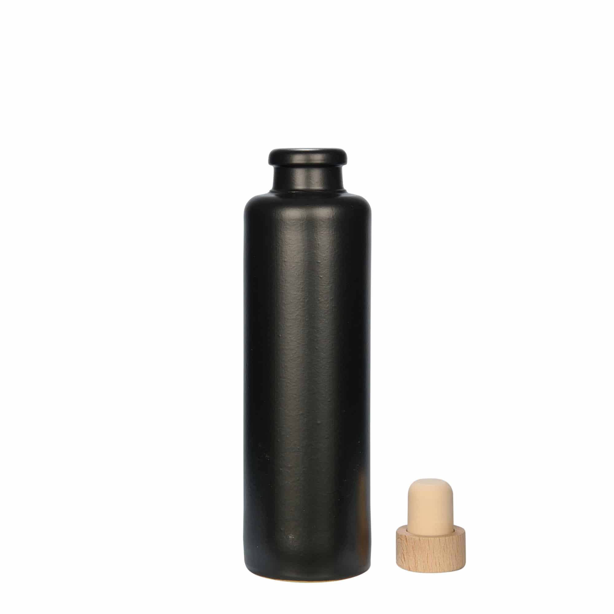 200 ml kleipot, steengoed, zwart, opening: kurk