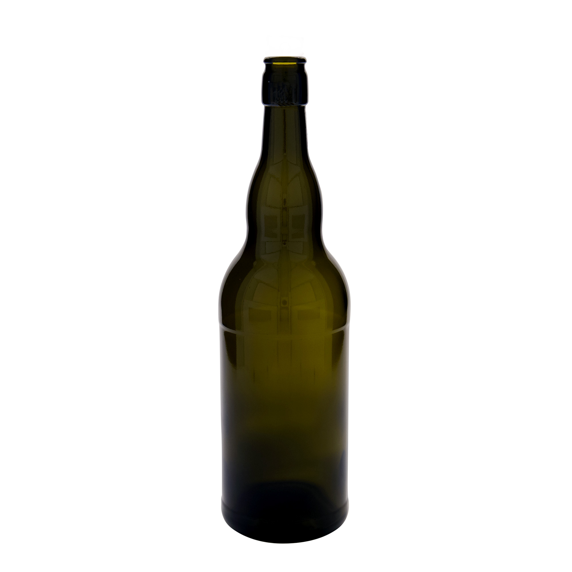 1.000 ml bierfles België, glas, antiekgroen, hals: beugelsluiting
