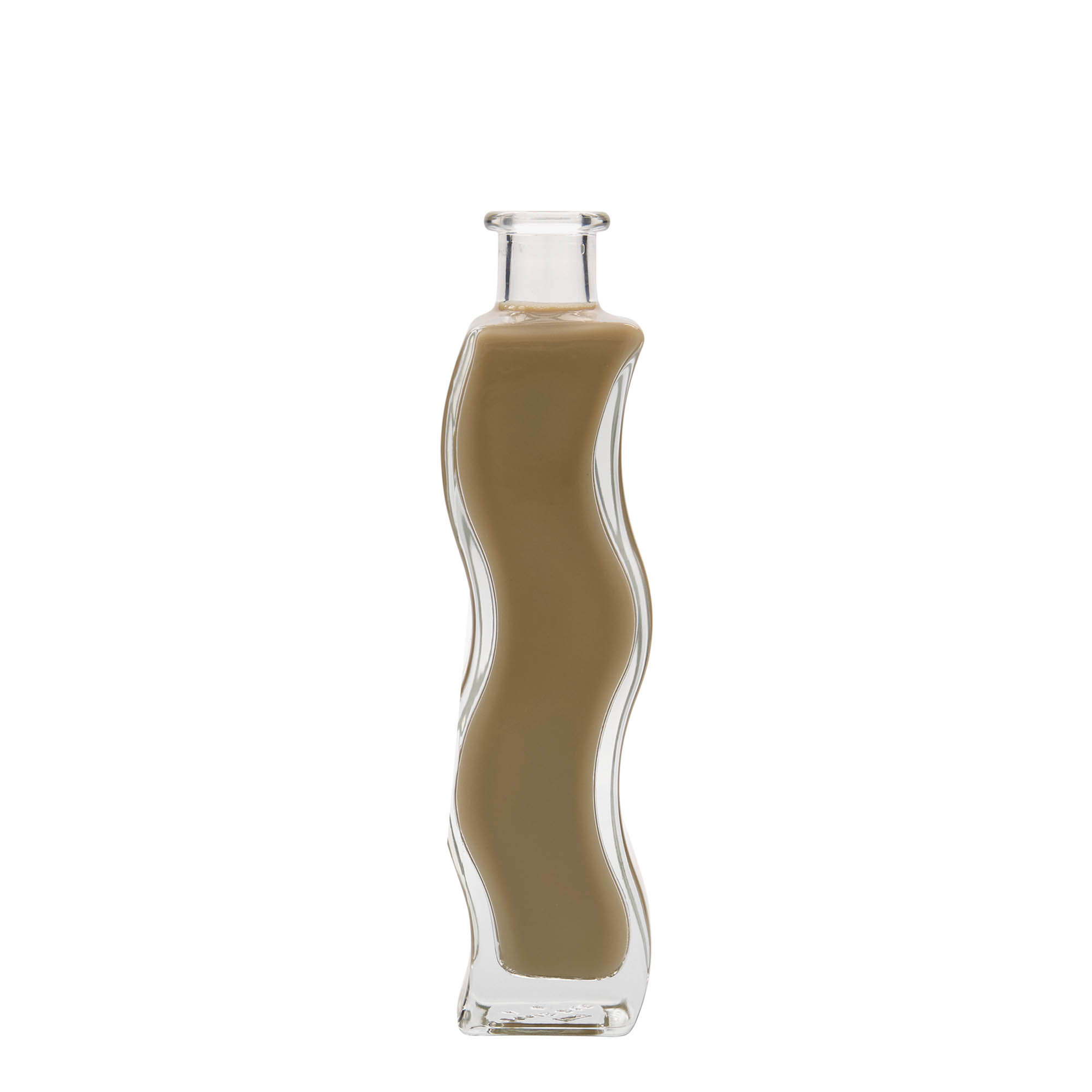 200 ml glazen fles 'Welle', vierkant, opening: kurk 200 ml glazen fles 'Welle', vierkant, opening: kurk