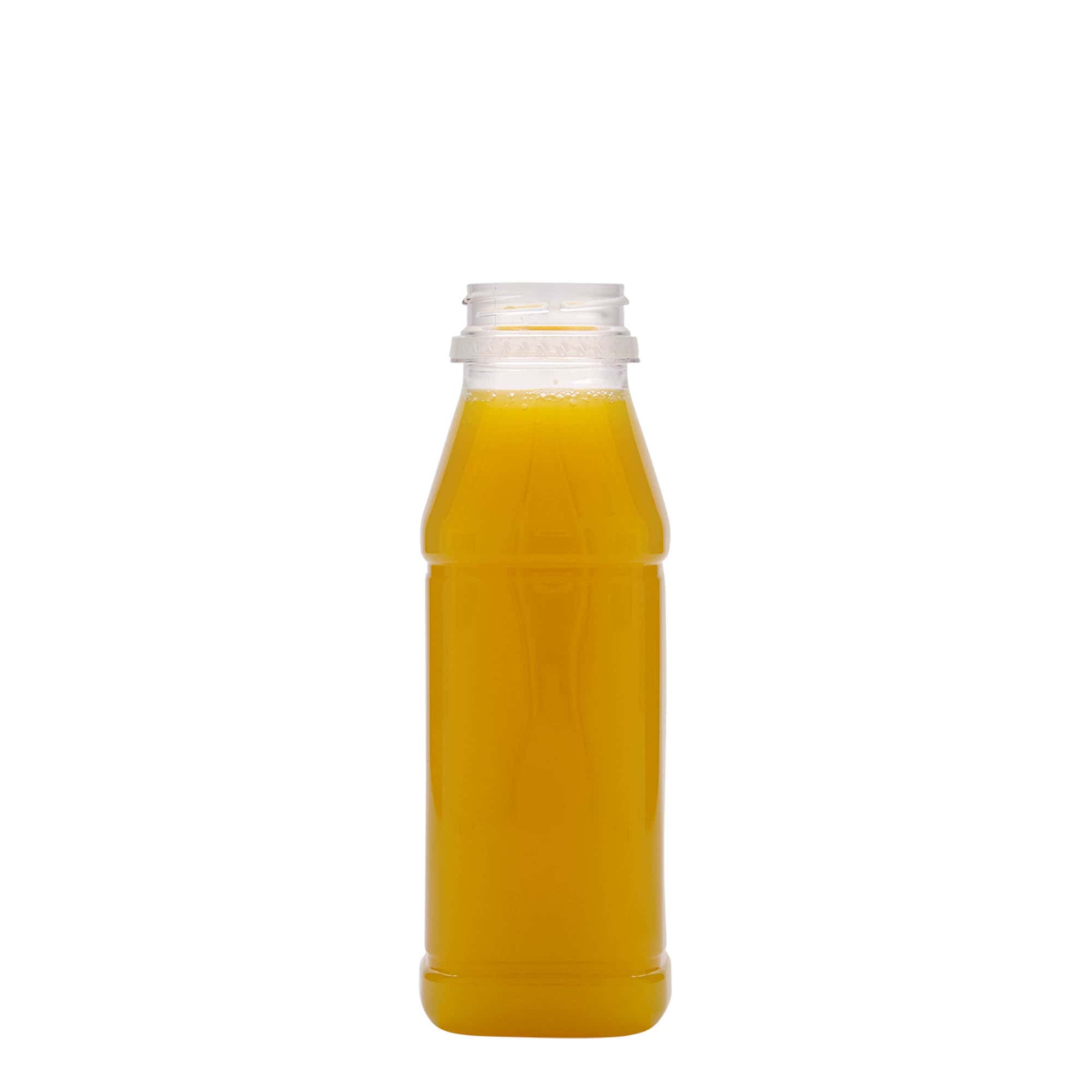 330 ml PET-fles 'Milk and Juice Carré', vierkant, kunststof, hals: 38 mm