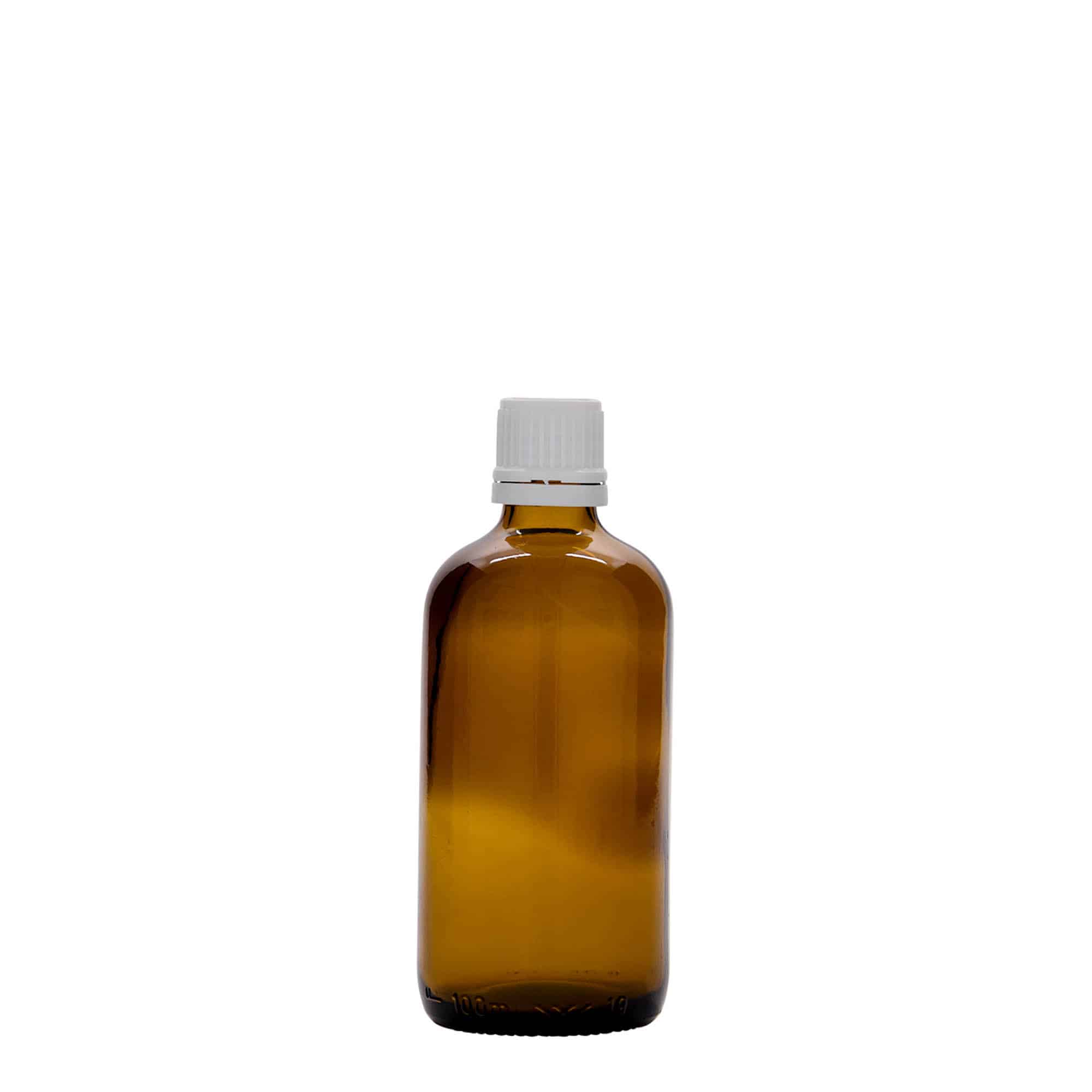 100 ml medicijnfles, glas, bruin, opening: DIN 18