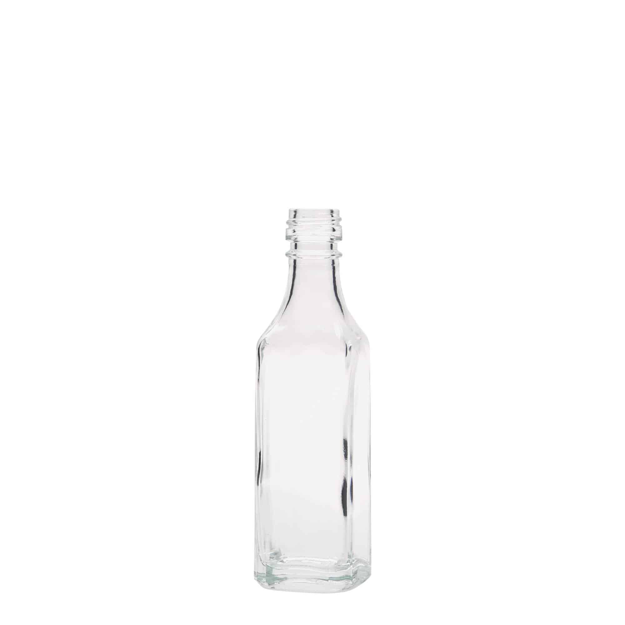 50 ml glazen fles 'Siena', vierkant, monding: PP 18 50 ml glazen fles 'Siena', vierkant, monding: PP 18
