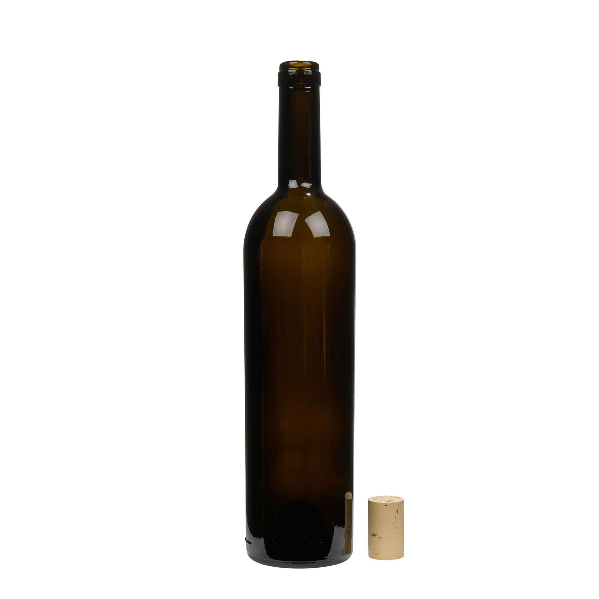 750 ml wijnfles 'Liberty', antiekgroen, hals: kurk