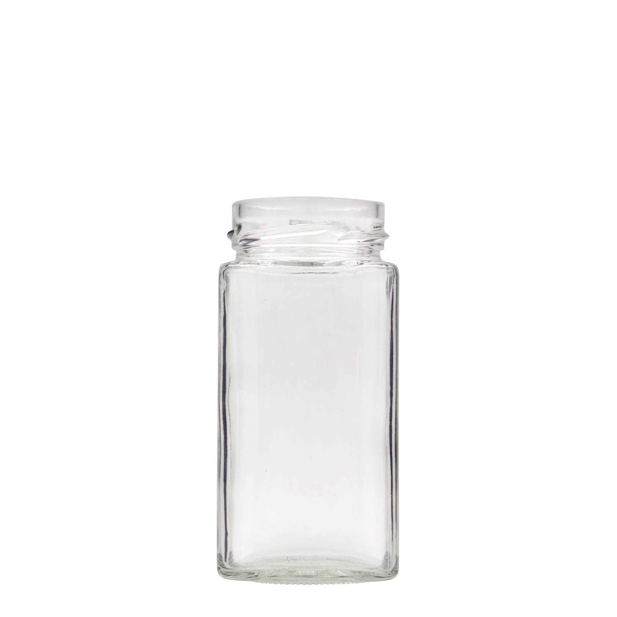314 ml vierkantglas 'Funny', opening: Deep-Twist-Off (DTO 58)