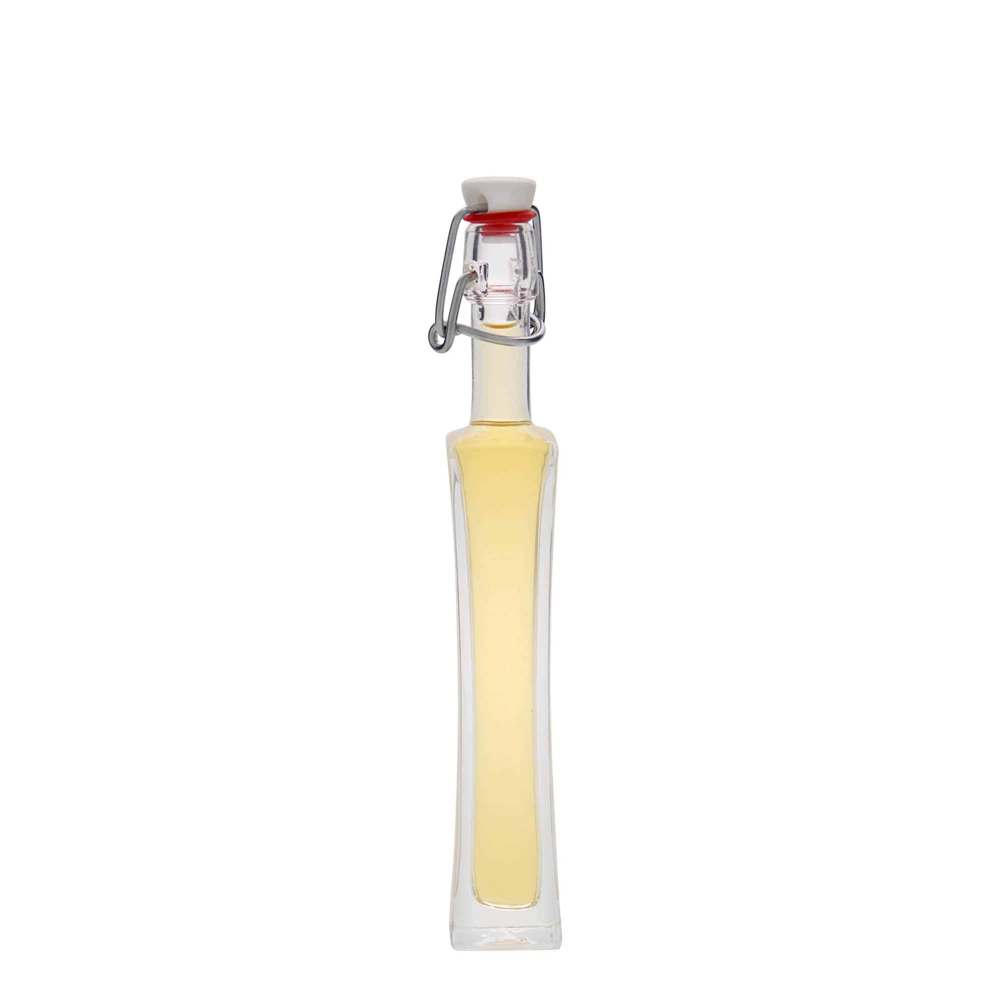 Glazen fles 'Koko', 40 ml, vierkant, monding: beugelsluiting