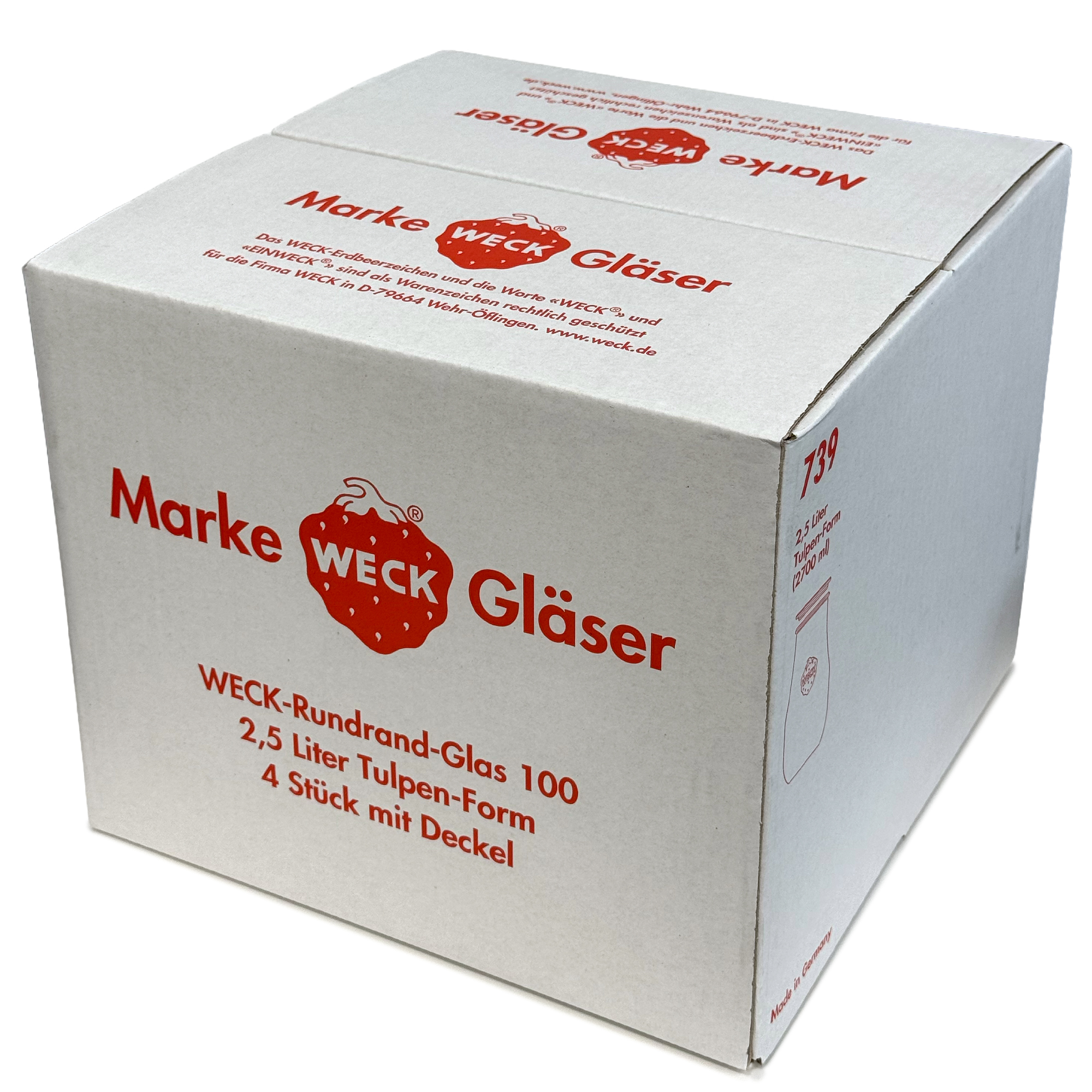 4x 2700 ml WECK-tulpenpot met glazen deksel RR 100