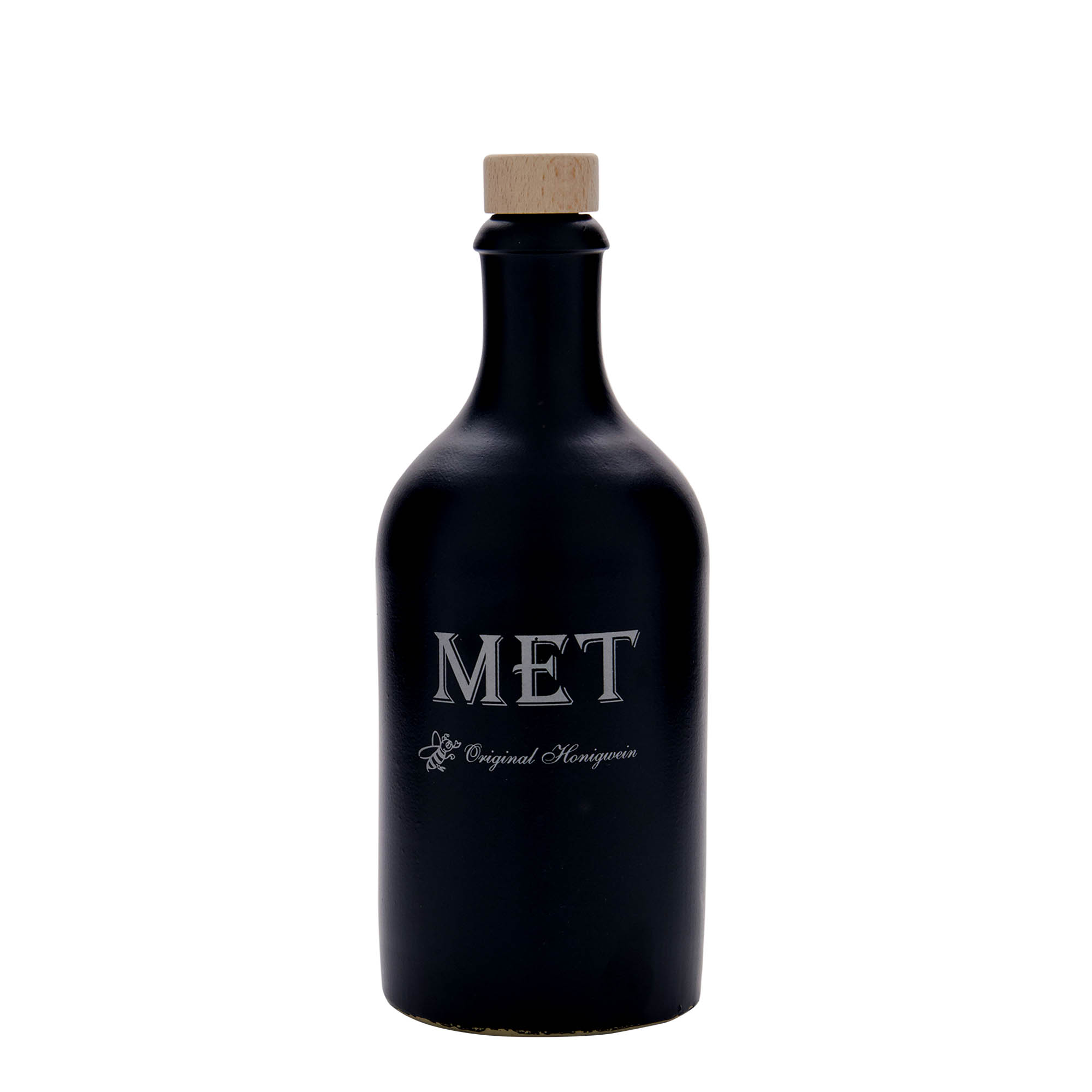 500 ml tonkruik, motief: met, steengoed, zwart, monding: kurk 500 ml tonkruik, motief: met, steengoed, zwart, monding: kurk