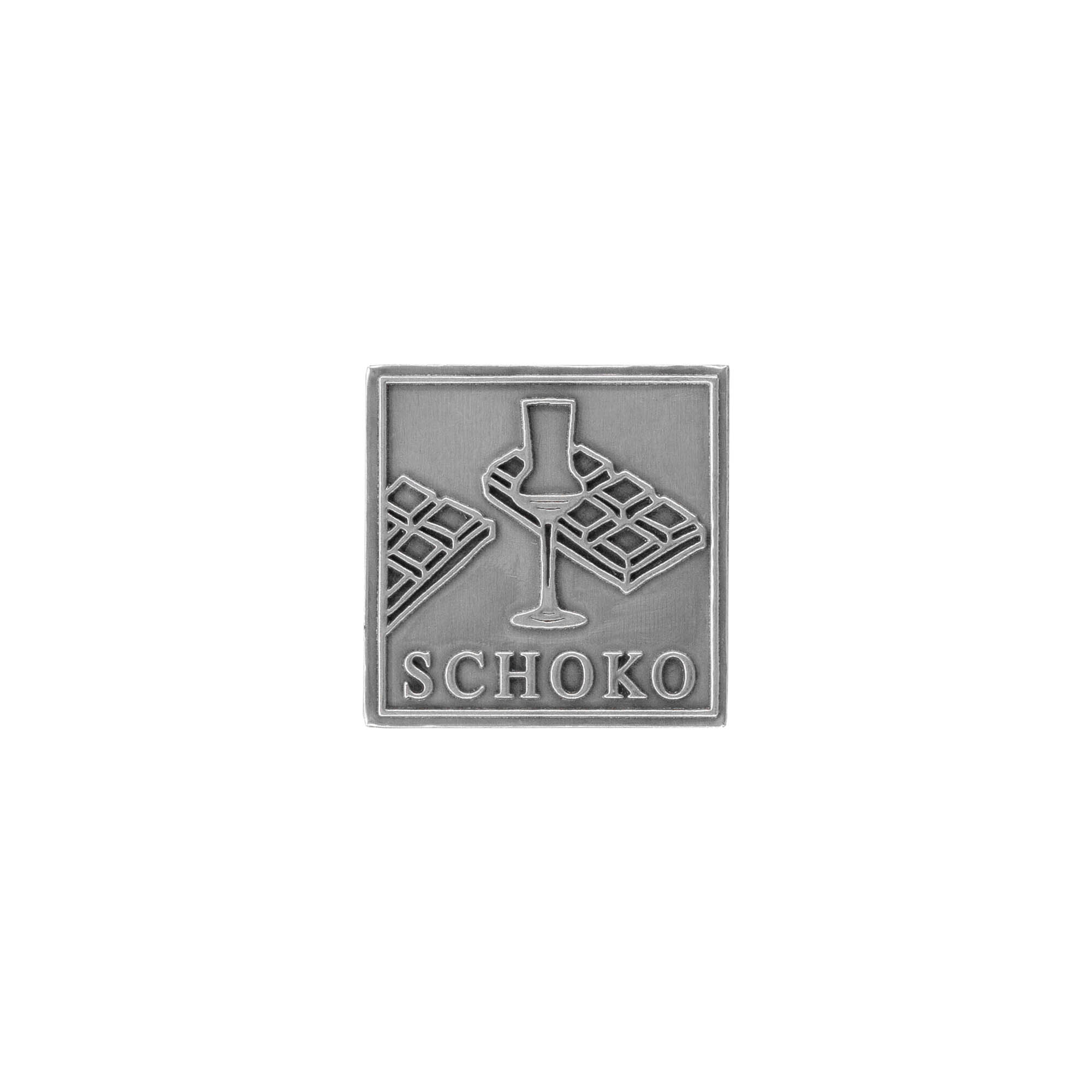 Tinlabel 'Choco', vierkant, metaal, zilver Tinlabel 'Choco', vierkant, metaal, zilver