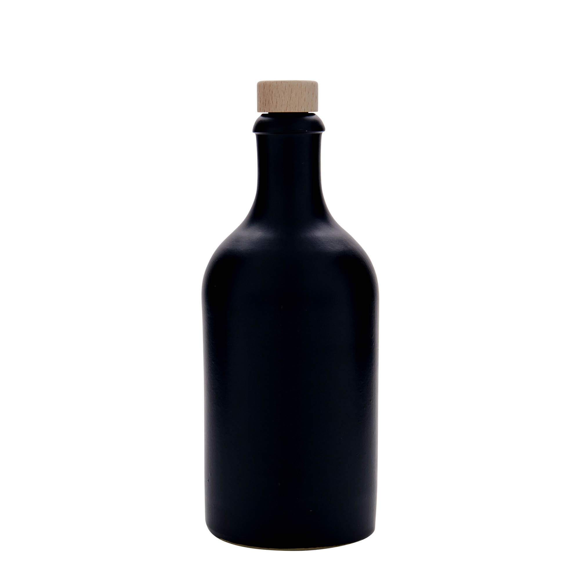 500 ml Tonkan, steengoed, zwart, monding: kurk